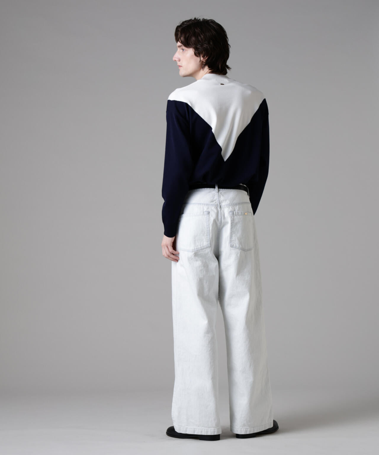 「ASSEMBLANC」シルクブレンドカラーブロックモックニット
