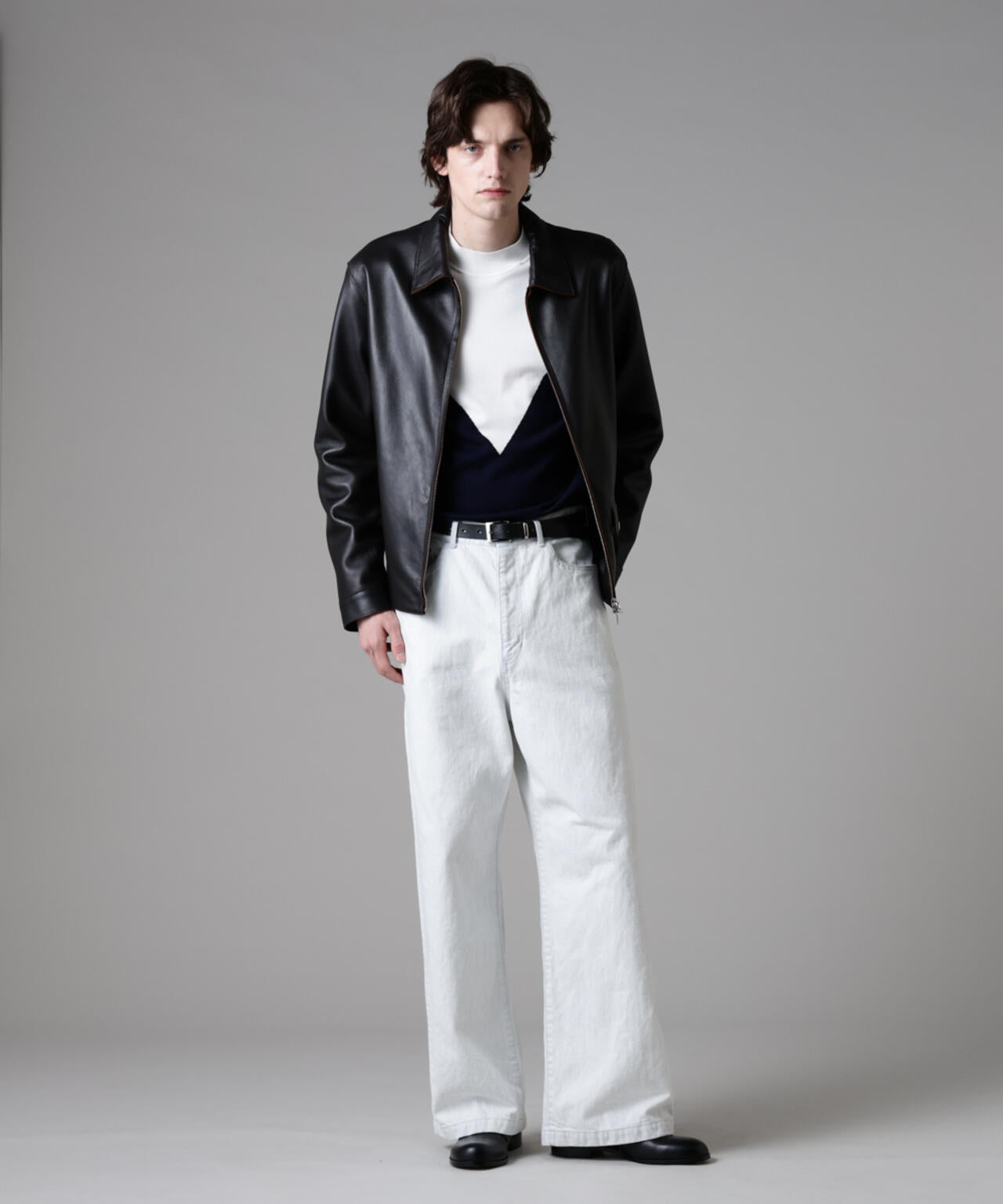 「ASSEMBLANC」シルクブレンドカラーブロックモックニット