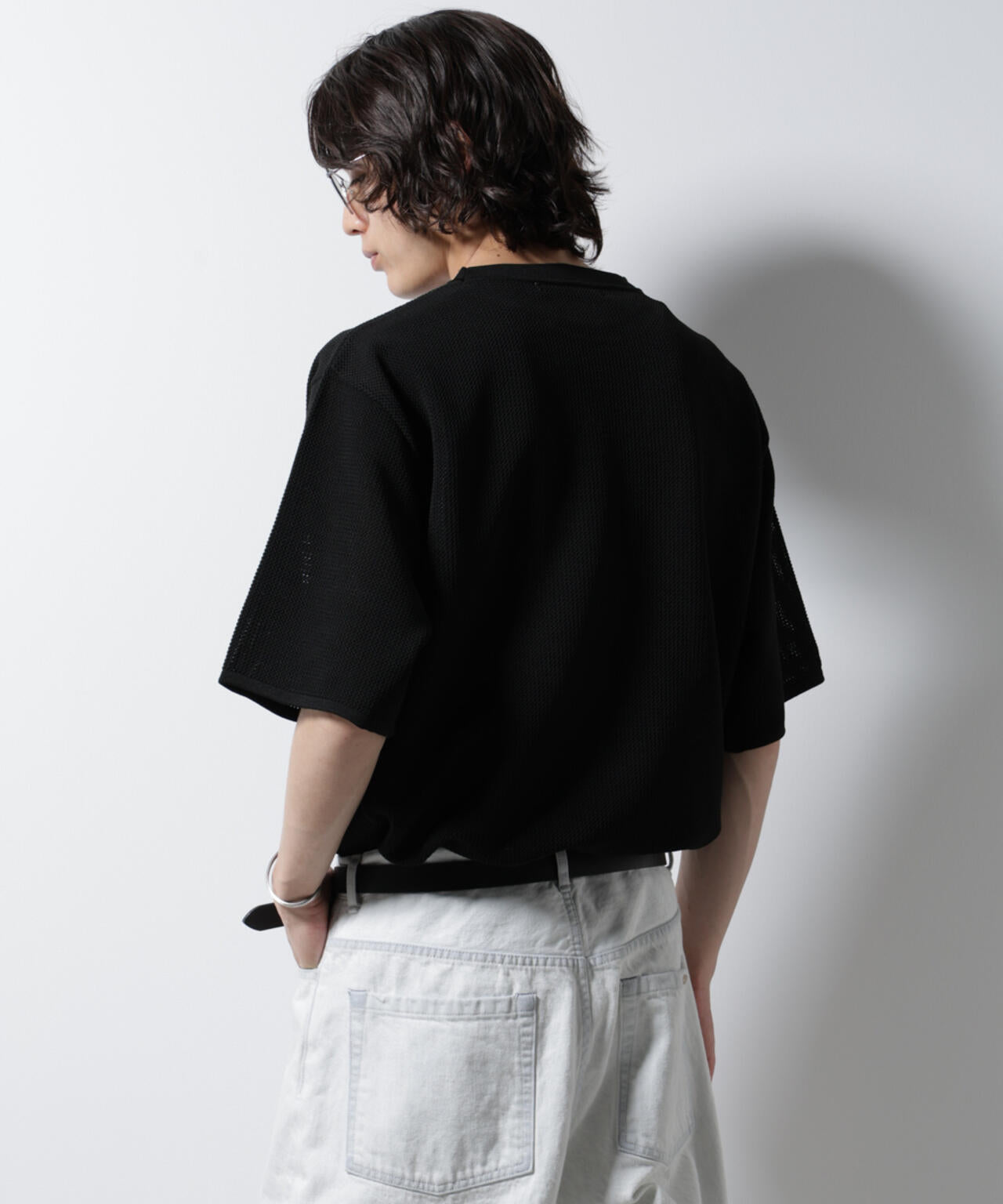 スポンディッシュ メッシュ クルーネックニットTEE
