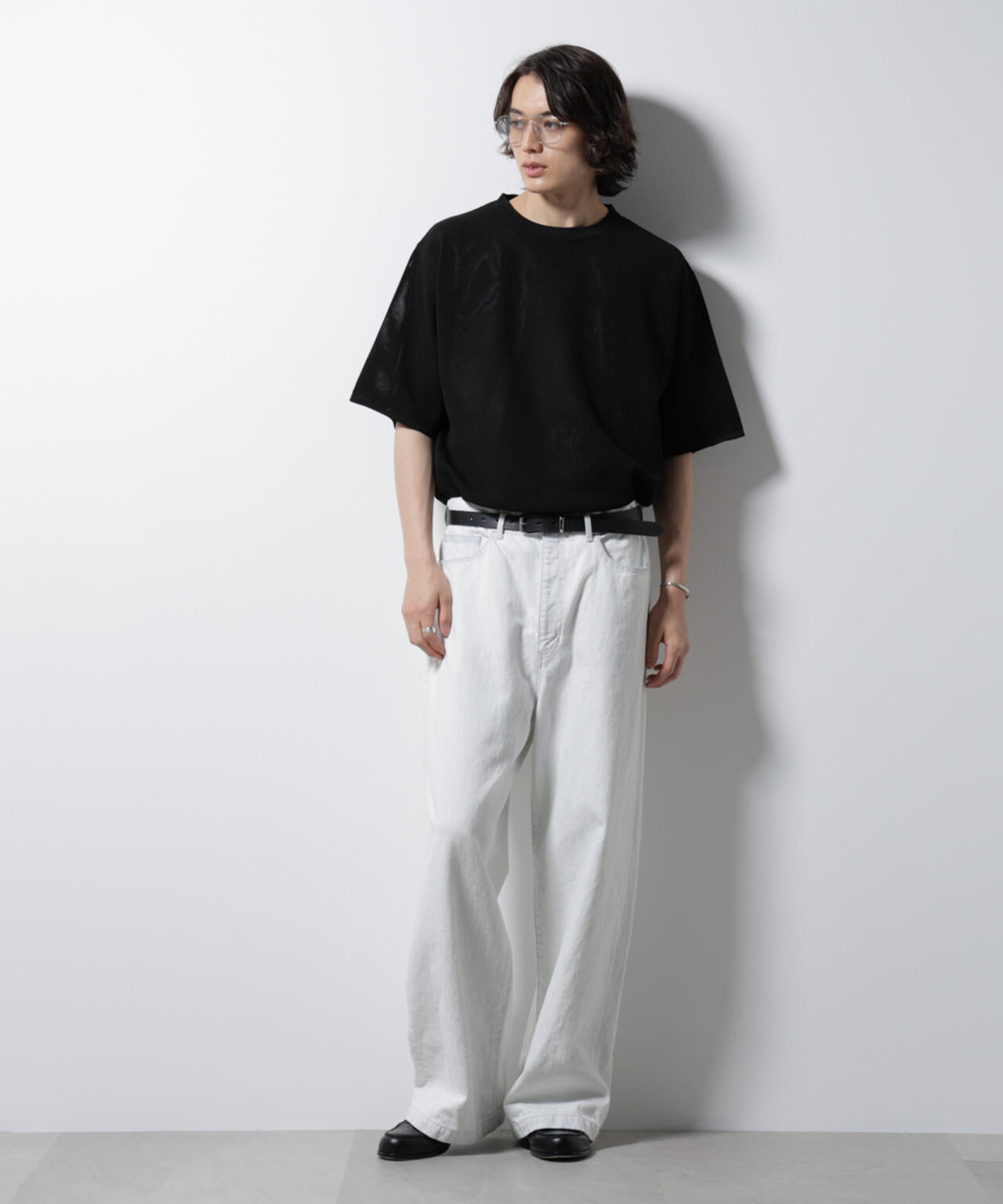 スポンディッシュ メッシュ クルーネックニットTEE