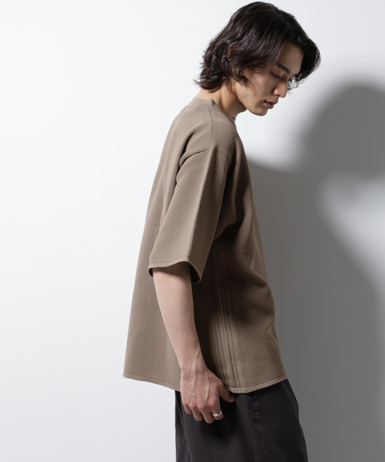スポンディッシュ メッシュ クルーネックニットTEE