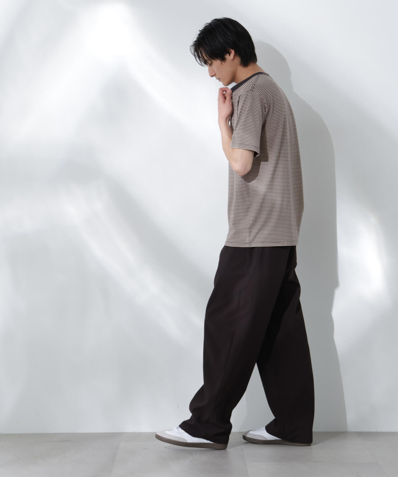 Anti Soaked(R)  汗染み防止 ボーダーミドルシルエットTシャツ