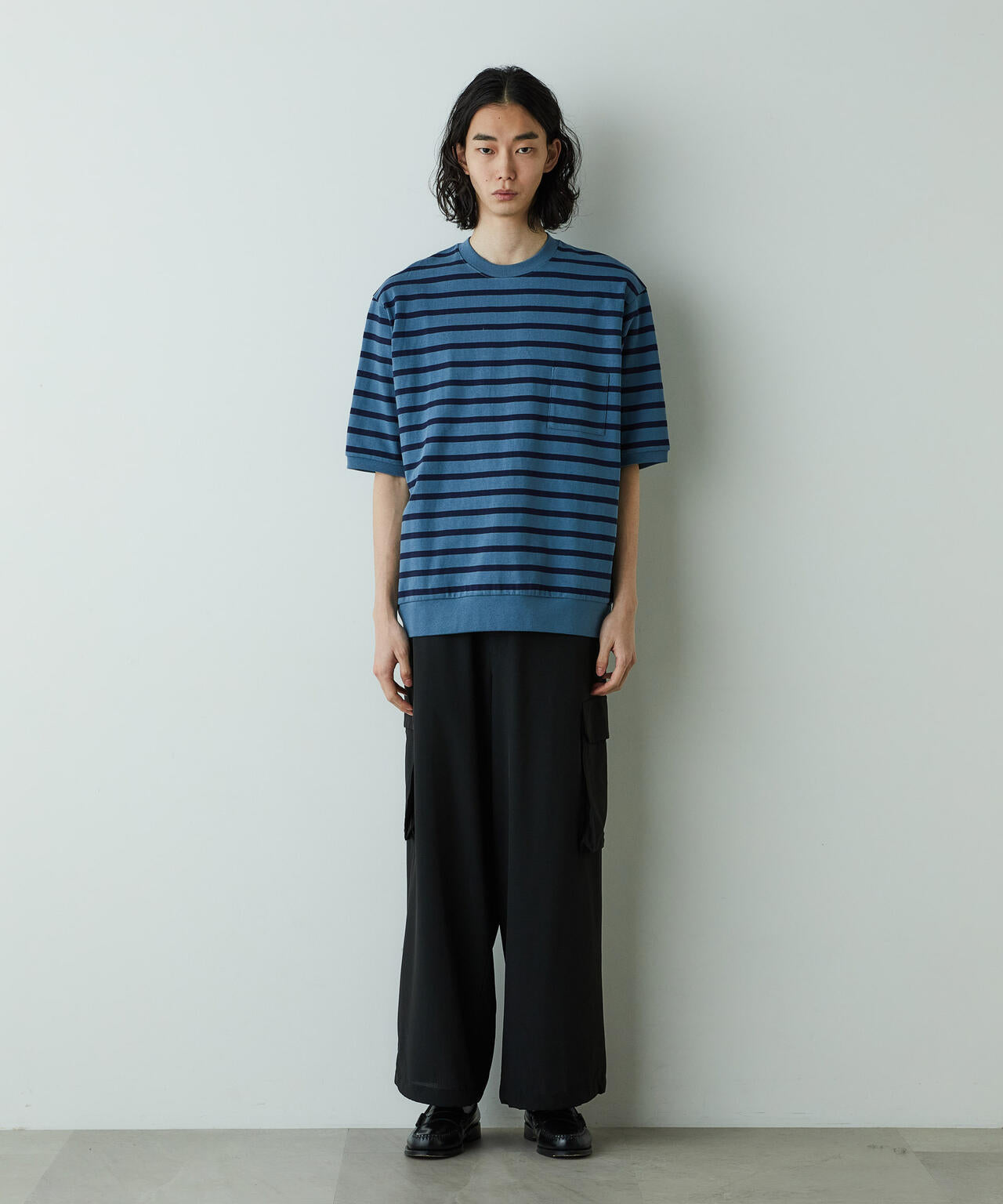 「HOTEL PALACE」オテルパラス ドライタッチバスクボーダールーズシルエットTシャツ