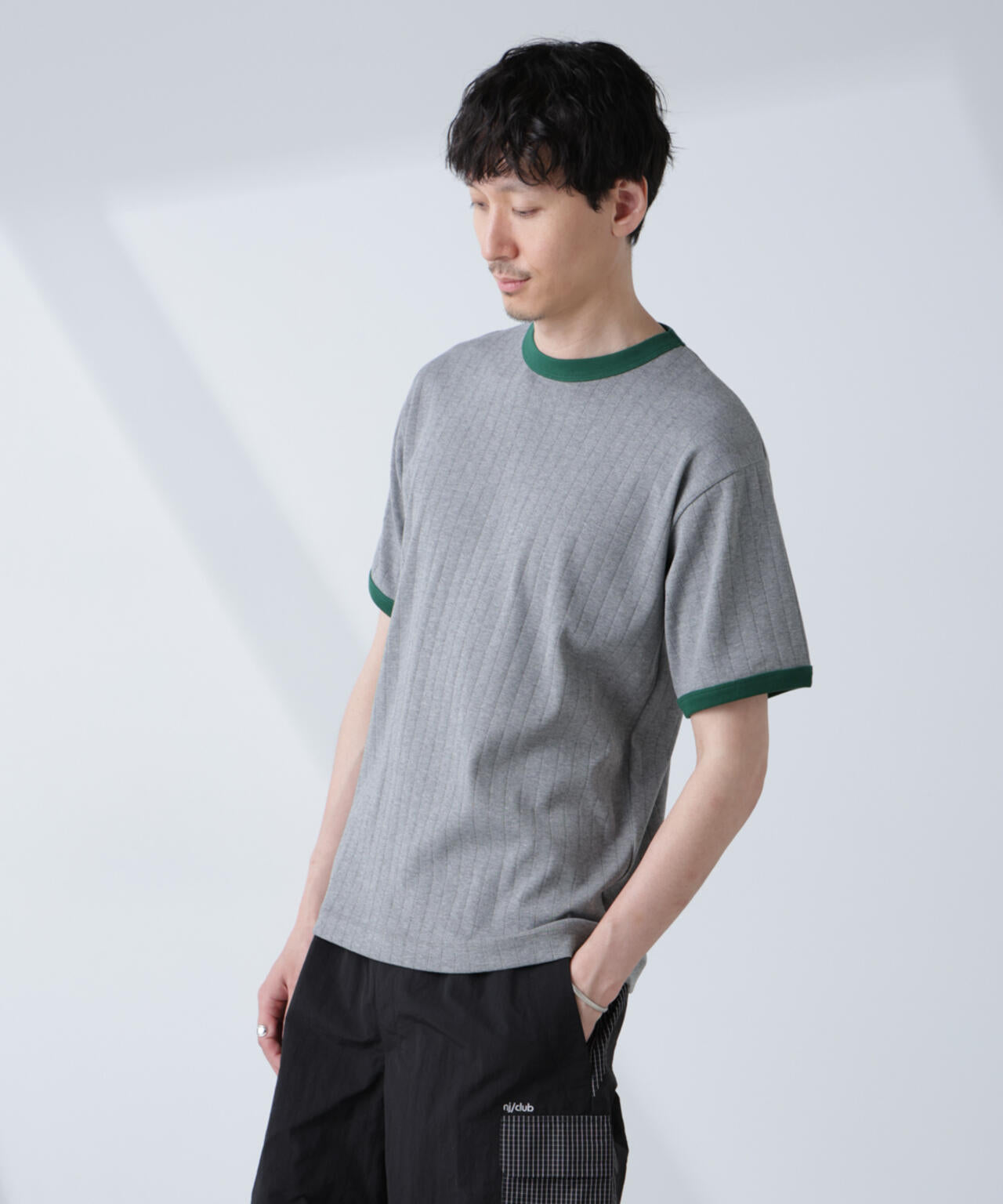「NJ/CLUB」 針抜きリンガーTシャツ