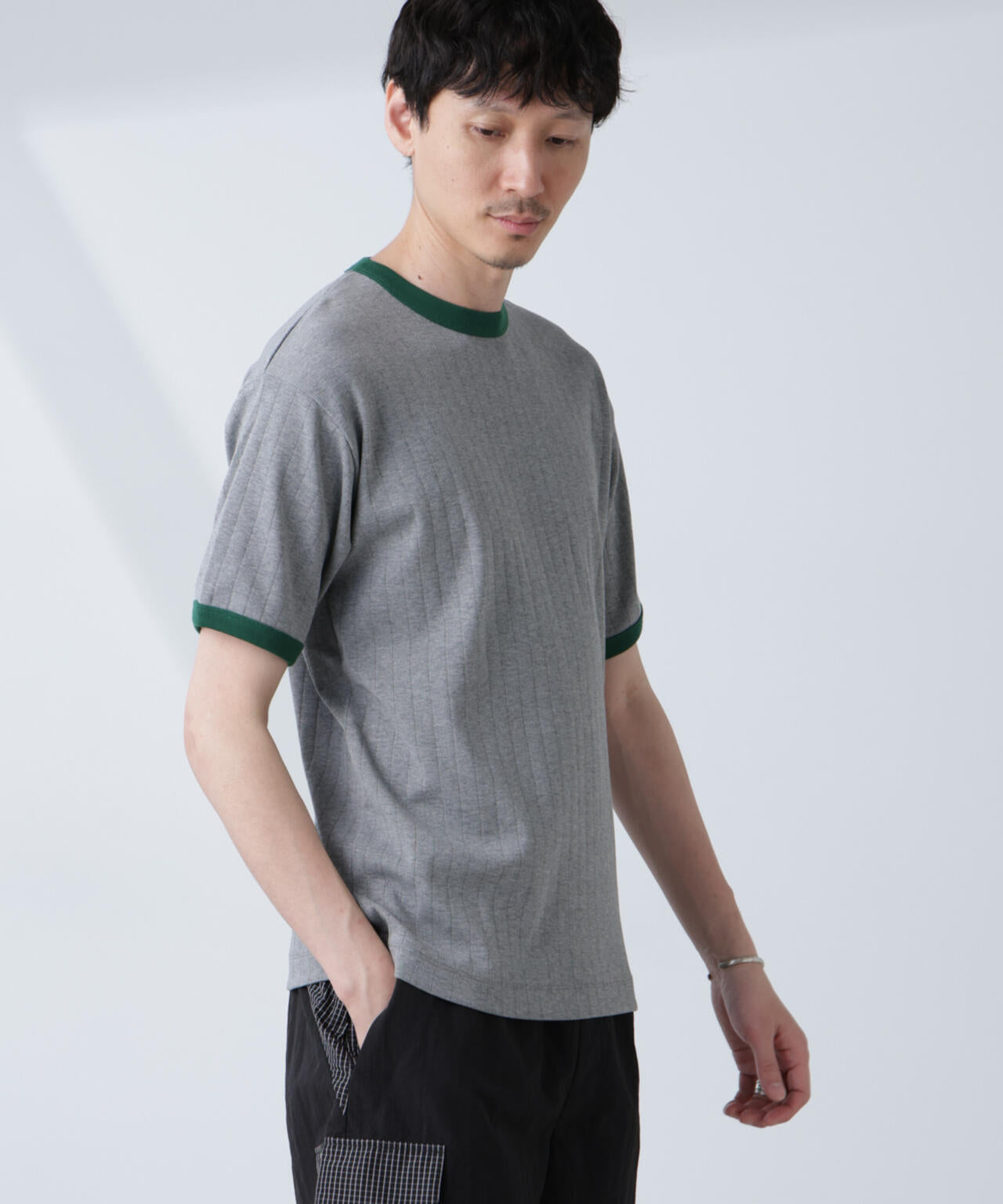 「NJ/CLUB」 針抜きリンガーTシャツ