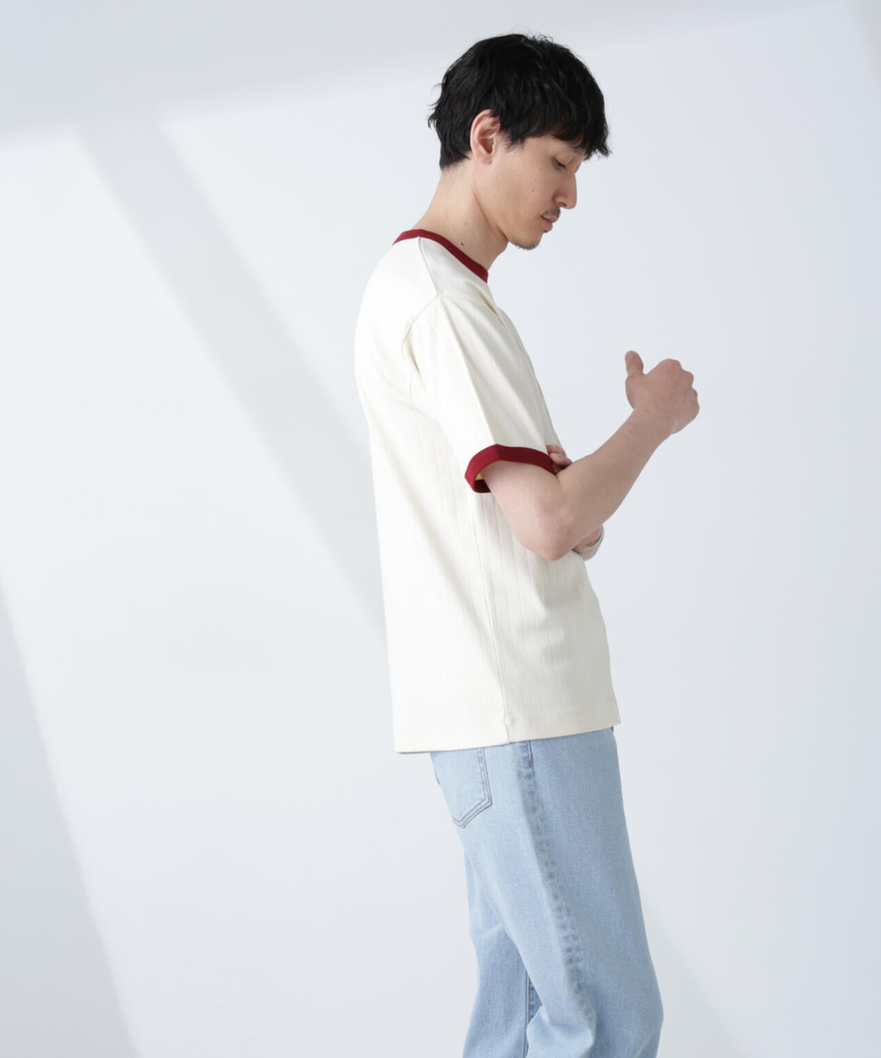 「NJ/CLUB」 針抜きリンガーTシャツ