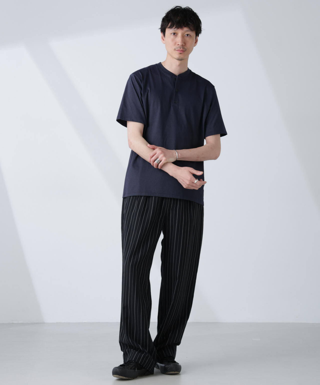 ソラーロライトストレッチヘンリーネックTシャツ（セットアップ可）