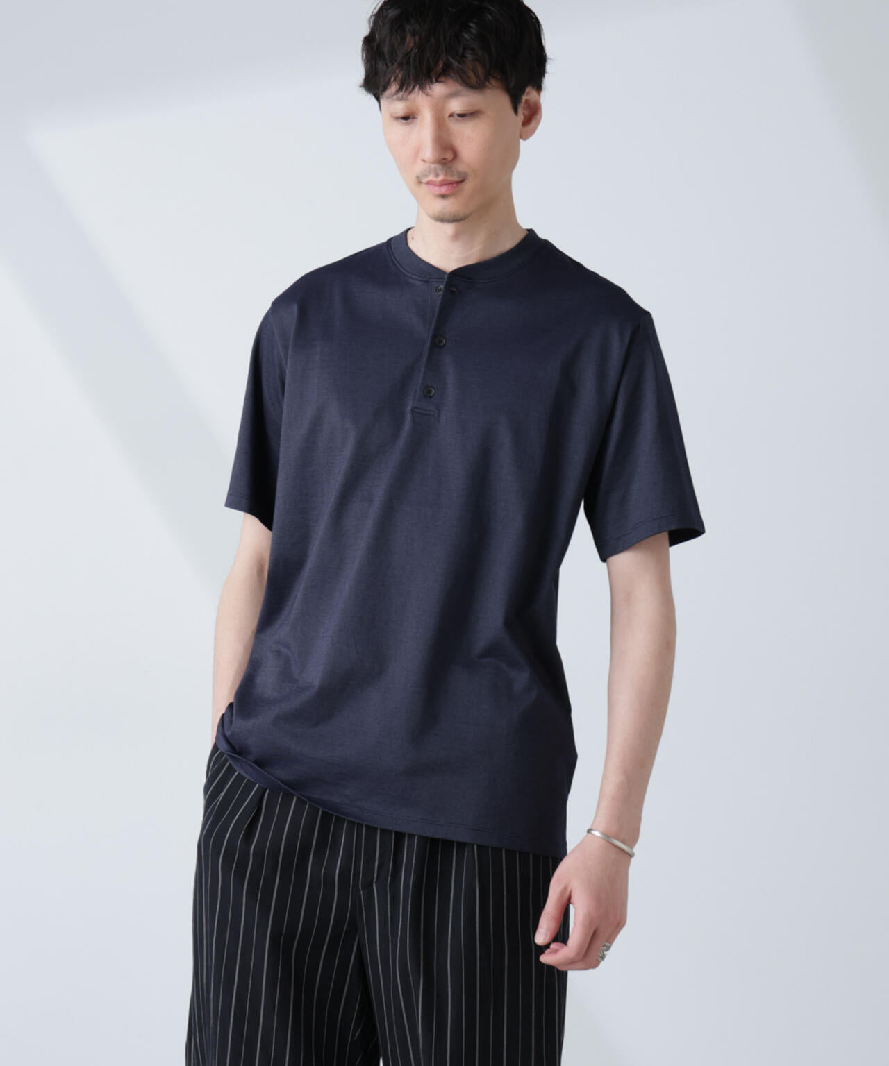 ソラーロライトストレッチヘンリーネックTシャツ（セットアップ可）