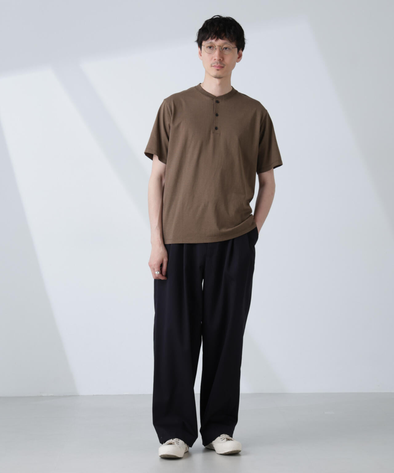 ソラーロライトストレッチヘンリーネックTシャツ（セットアップ可）