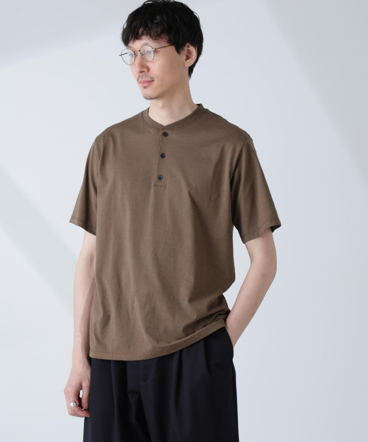 ソラーロライトストレッチヘンリーネックTシャツ（セットアップ可）