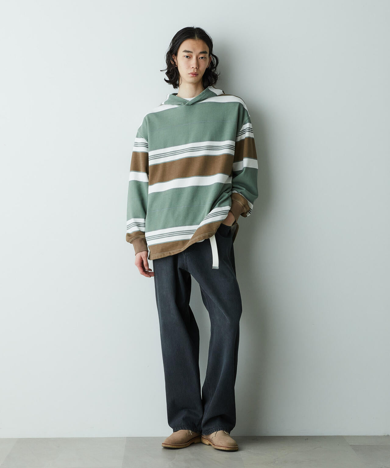 「HOTEL PALACE」オテルパラス 13ozバイオブリーチルーズシルエットデニムパンツ