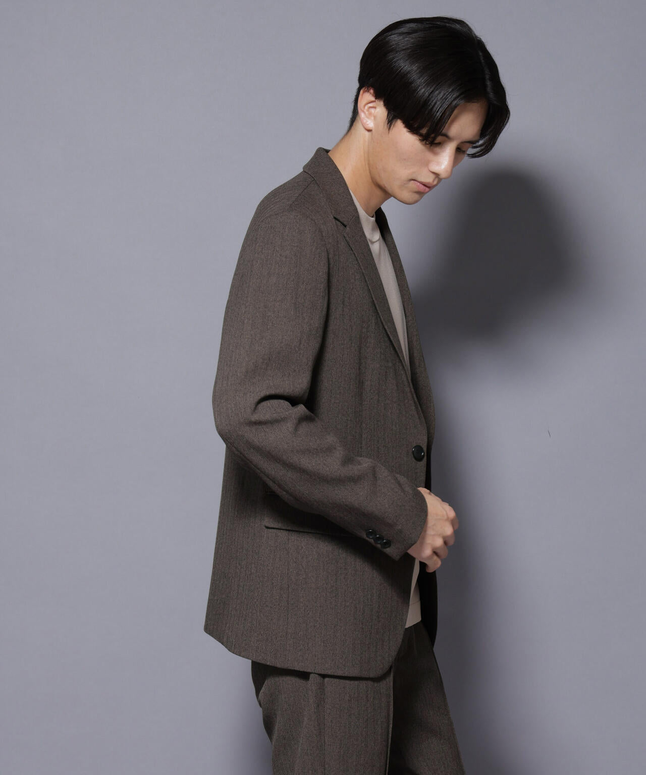 ｢N JACKET BASIC｣ 洗えるMIXツイードストレッチジャケット(セットアップ可)