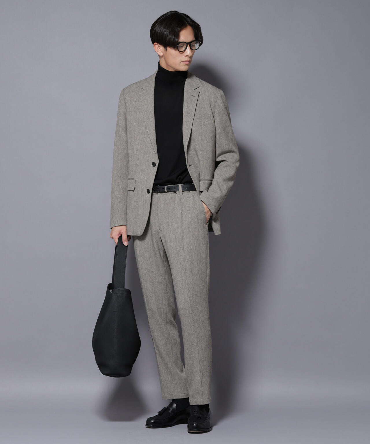 ｢N JACKET BASIC｣ 洗えるMIXツイードストレッチジャケット(セットアップ可)