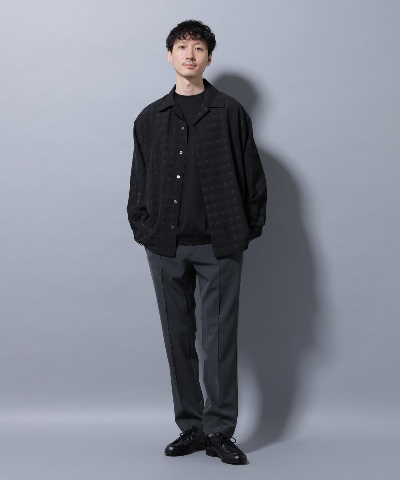 シースルーチェックシャツ 長袖