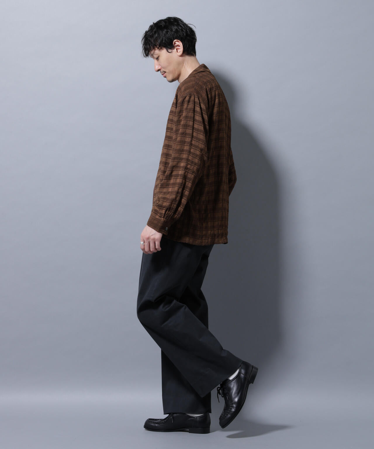 シースルーチェックシャツ 長袖