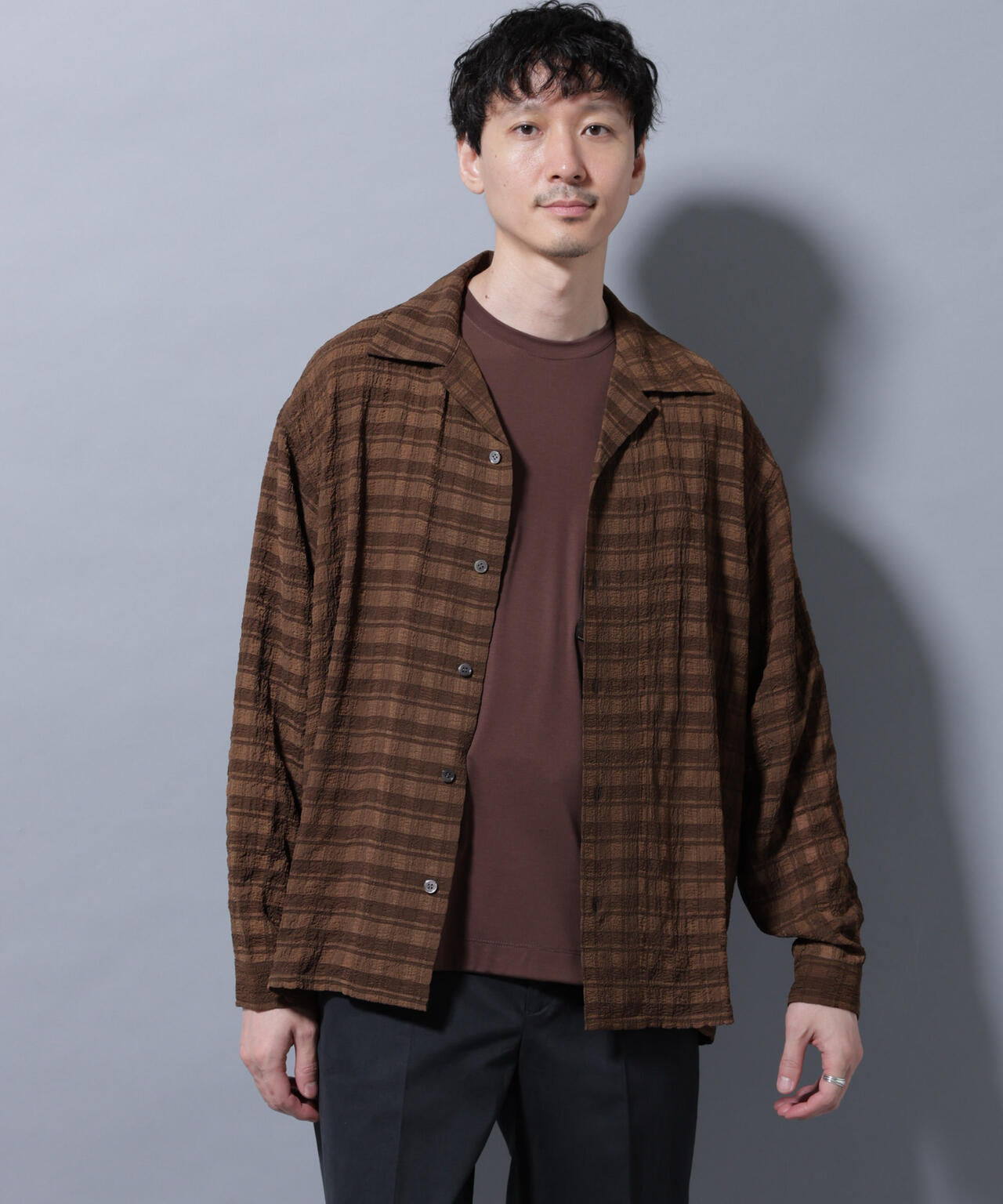 シースルーチェックシャツ 長袖