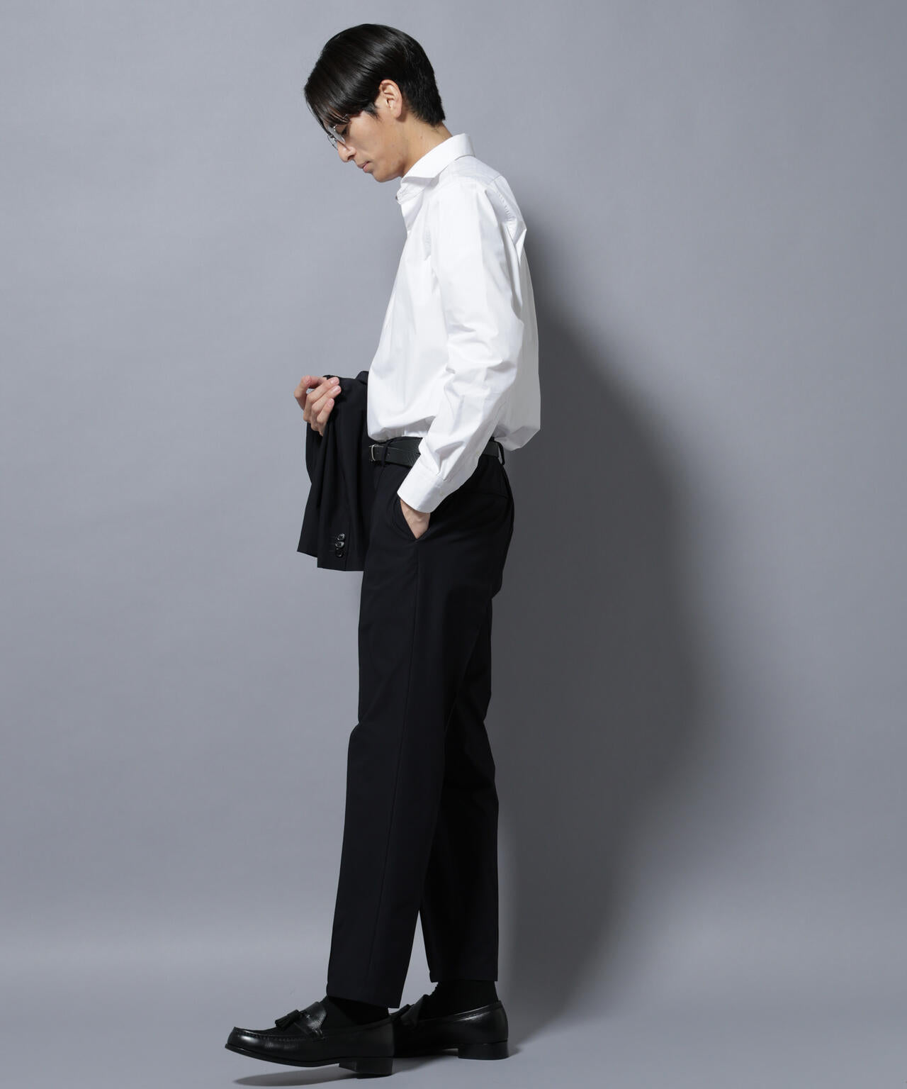 「N shirt」Anti Soaked(R)汗染み防止ホリゾンタルカラーシャツ長袖
