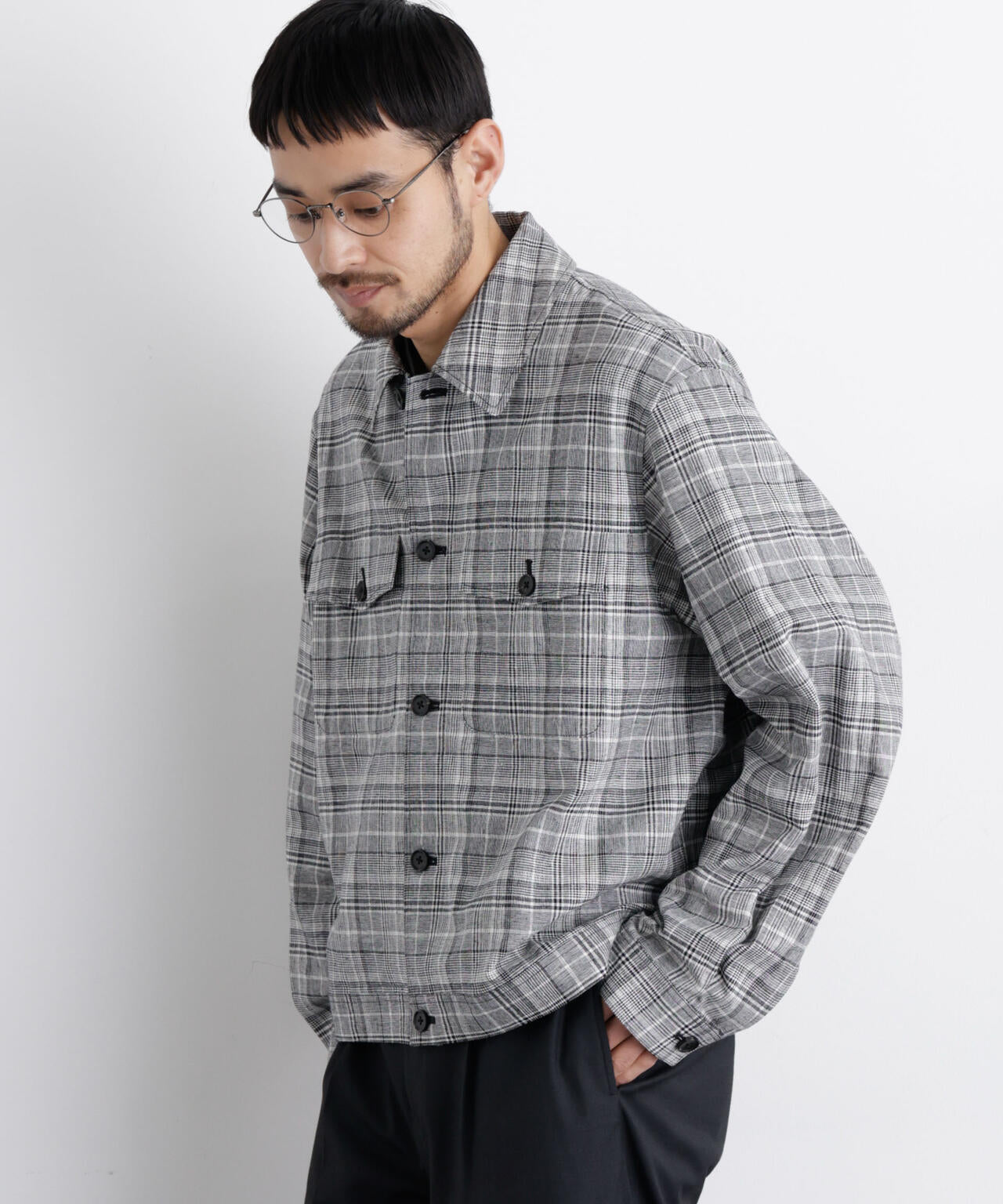 「FRENCH LINEN」リネンコットンシャツブルゾン