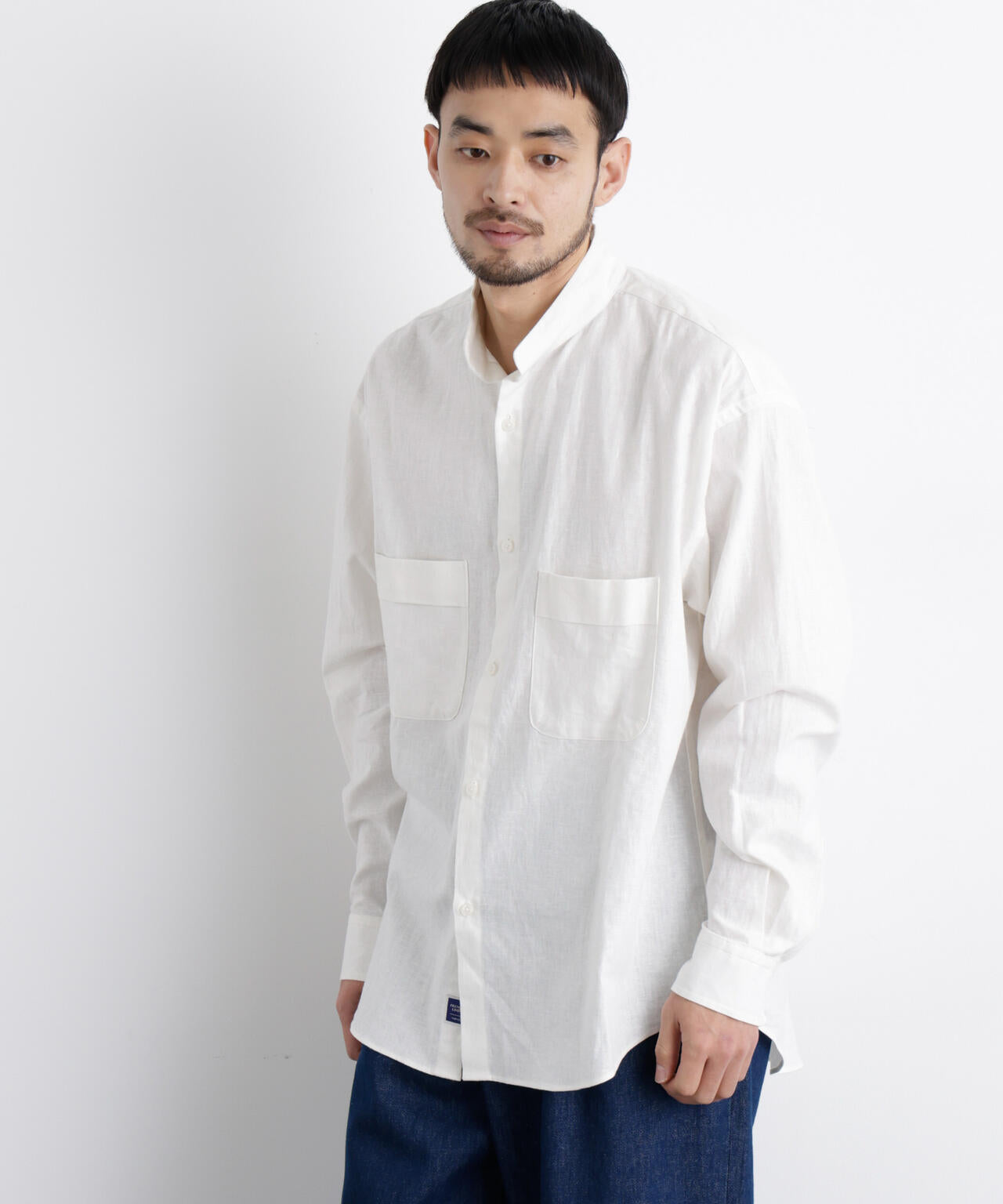 「FRENCH LINEN」リネンコットンスタンドシャツ