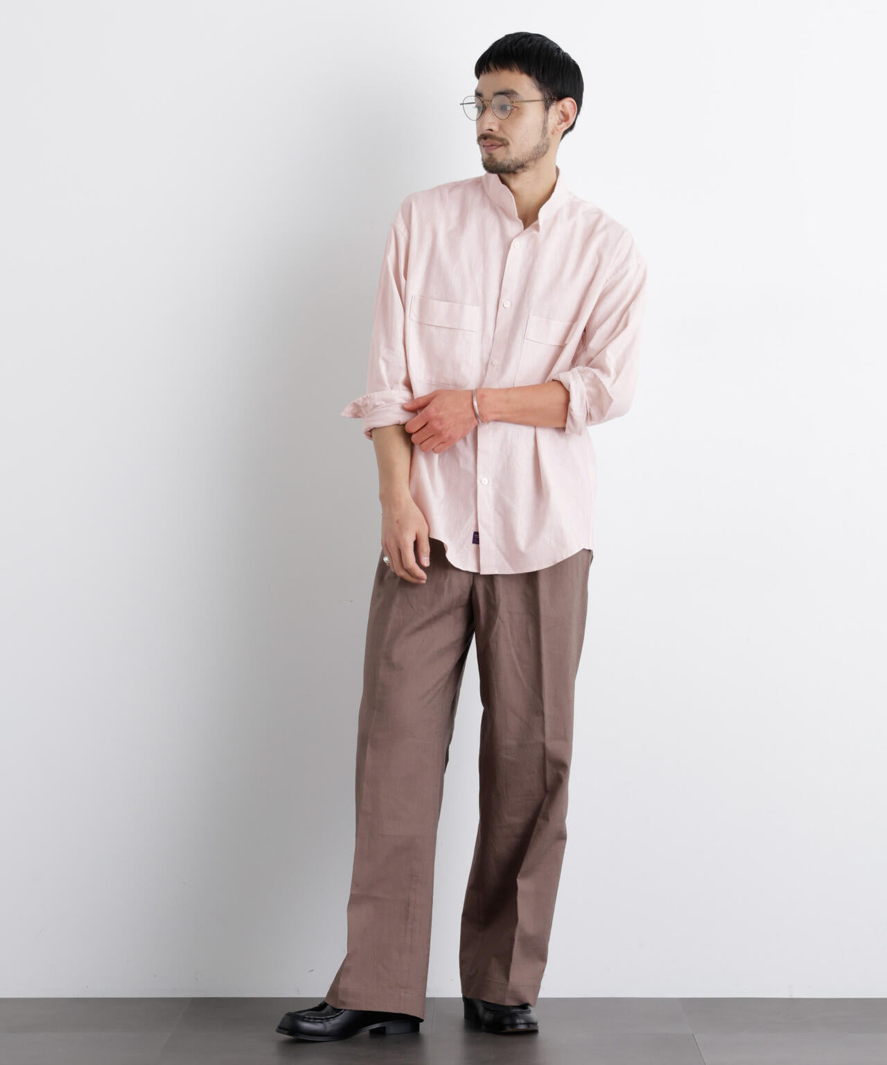 「FRENCH LINEN」リネンコットンスタンドシャツ