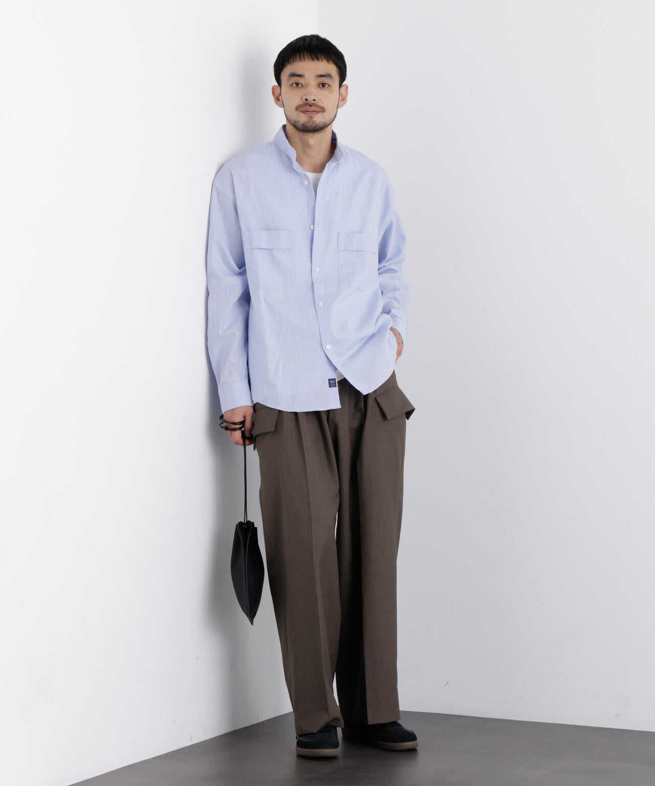 「FRENCH LINEN」リネンコットンスタンドシャツ