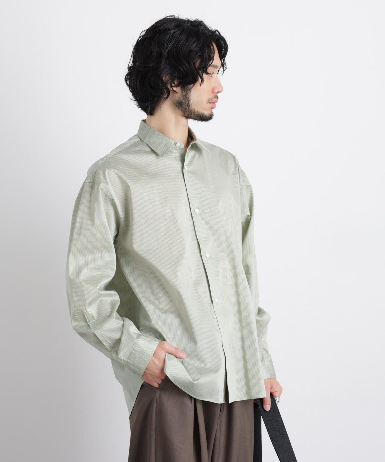 「OtoNANO」大人のワイドシャツレギュラーカラーストライプ長袖