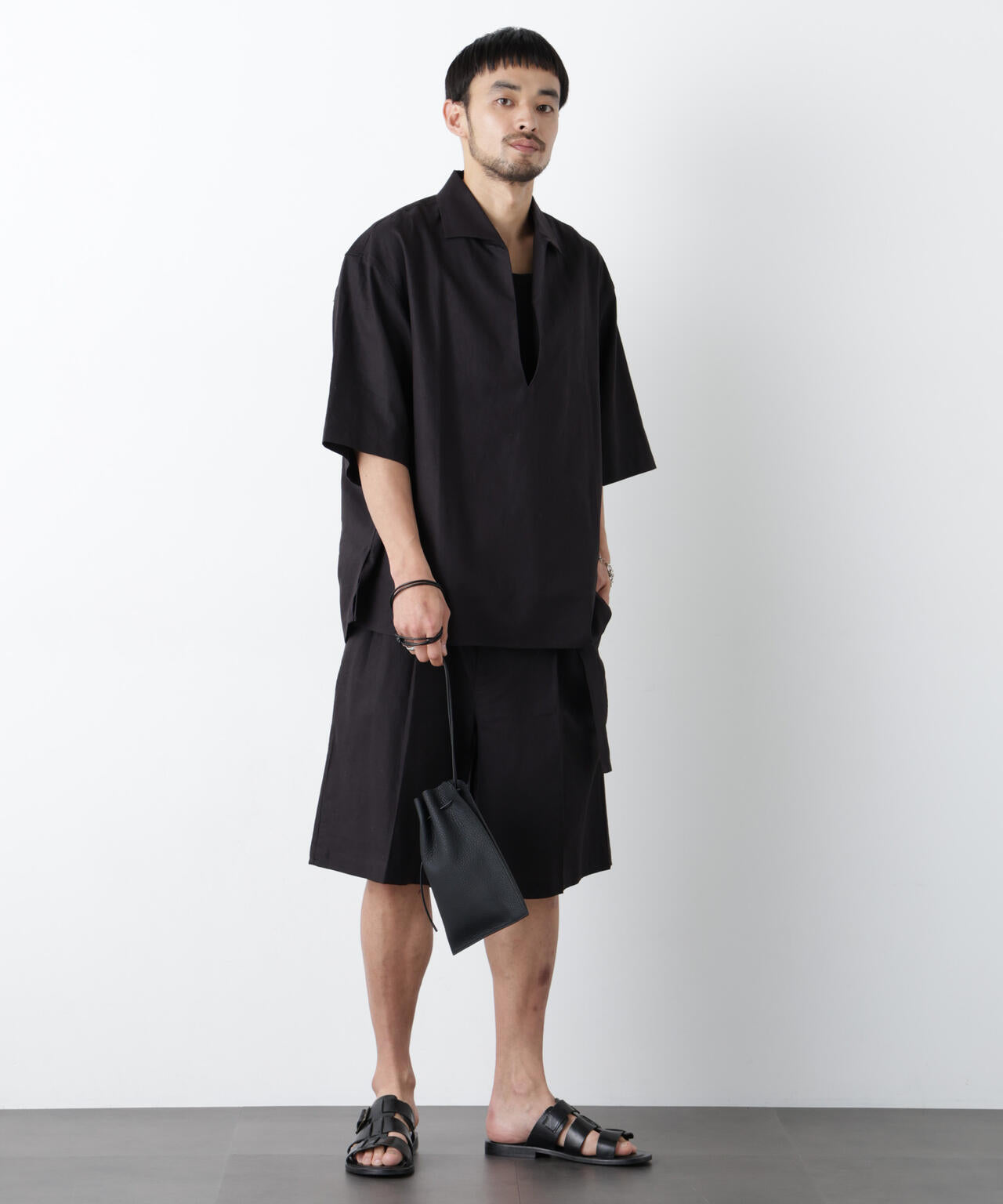 「FRENCH LINEN」イタリアンスキッパー半袖シャツ