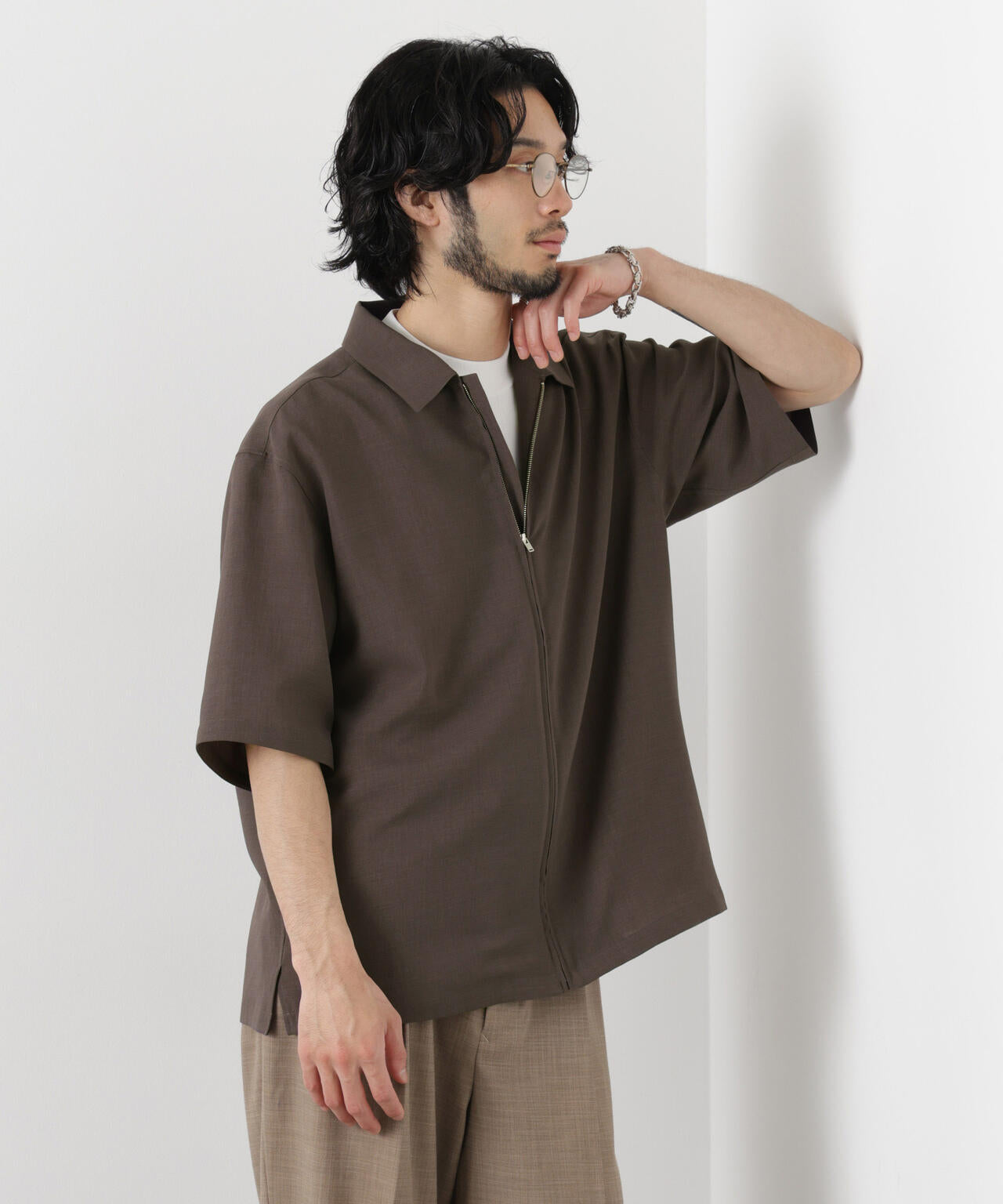 「メランジドライ」ZIPシャツブルゾン(セットアップ可)