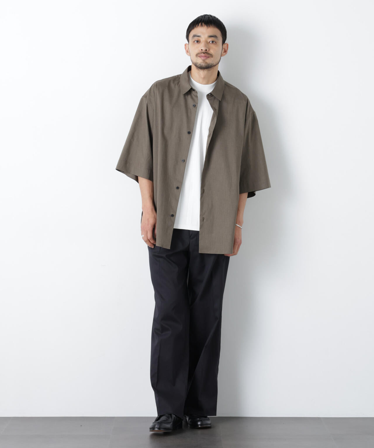 「ASSEMBLANC」リネンミックスハーフスリーブオーバーシャツ(セットアップ可)