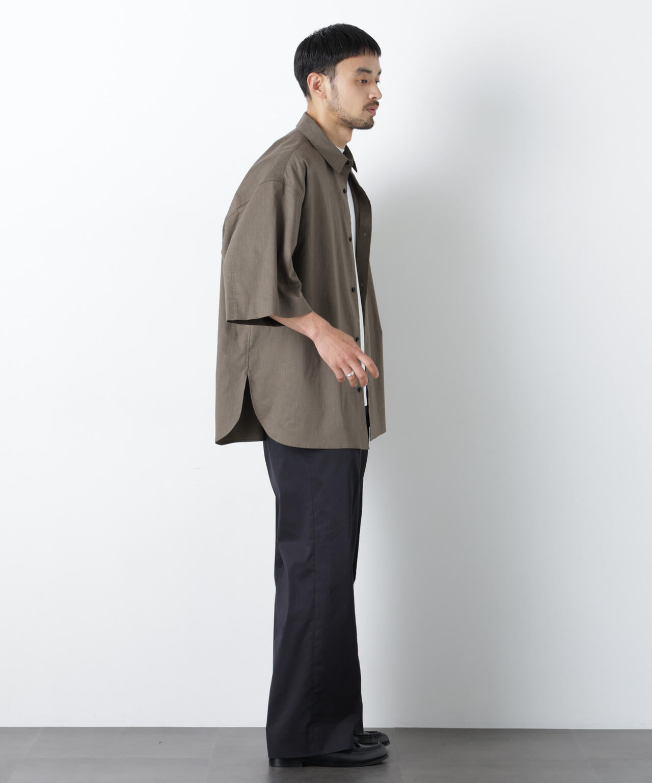 「ASSEMBLANC」リネンミックスハーフスリーブオーバーシャツ(セットアップ可)