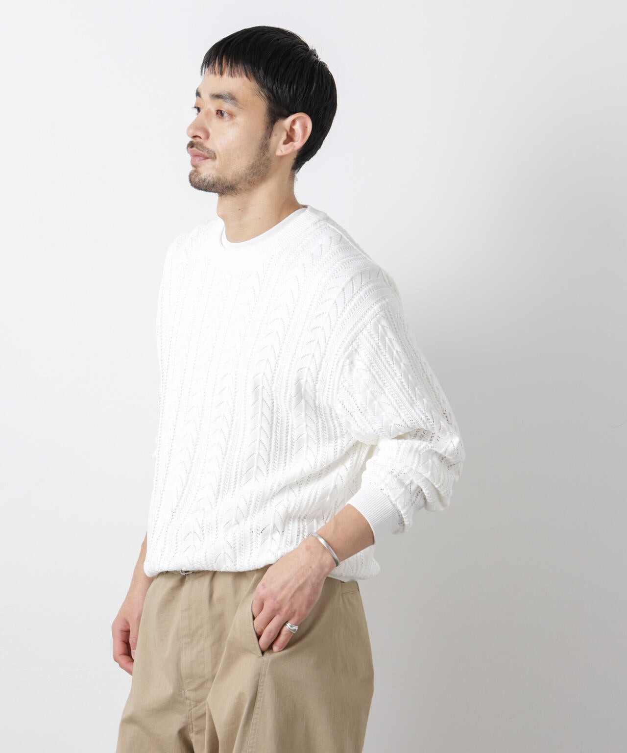 ｢ASSEMBLANC｣コードヤーンシアーケーブルニット