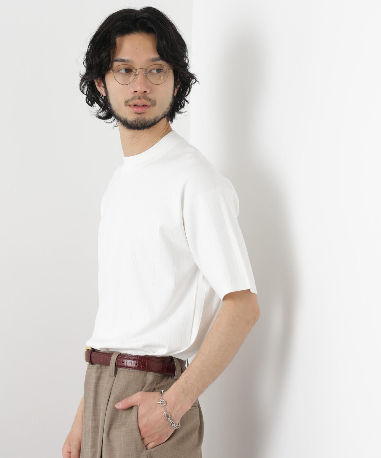 ｢ASSEMBLANC｣ 針抜きクルーネックニット