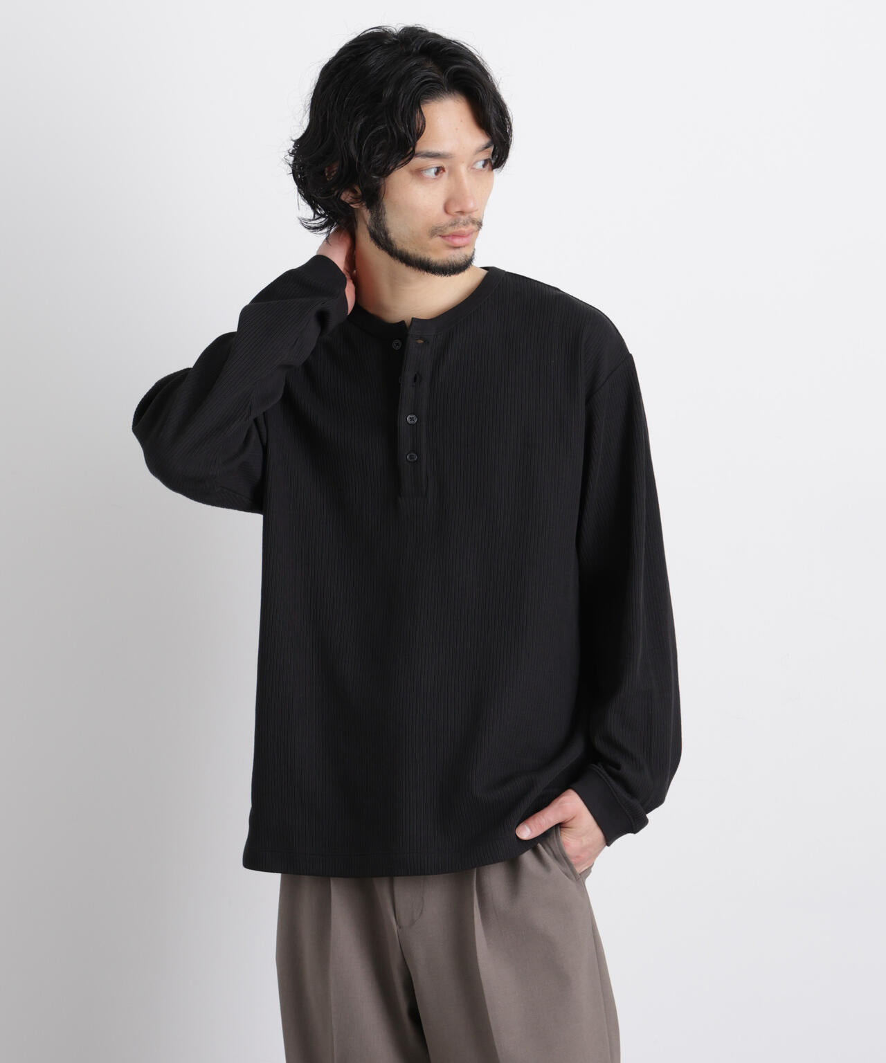 ｢ASSEMBLANC｣ ドロップニードルリブ ヘンリーネック