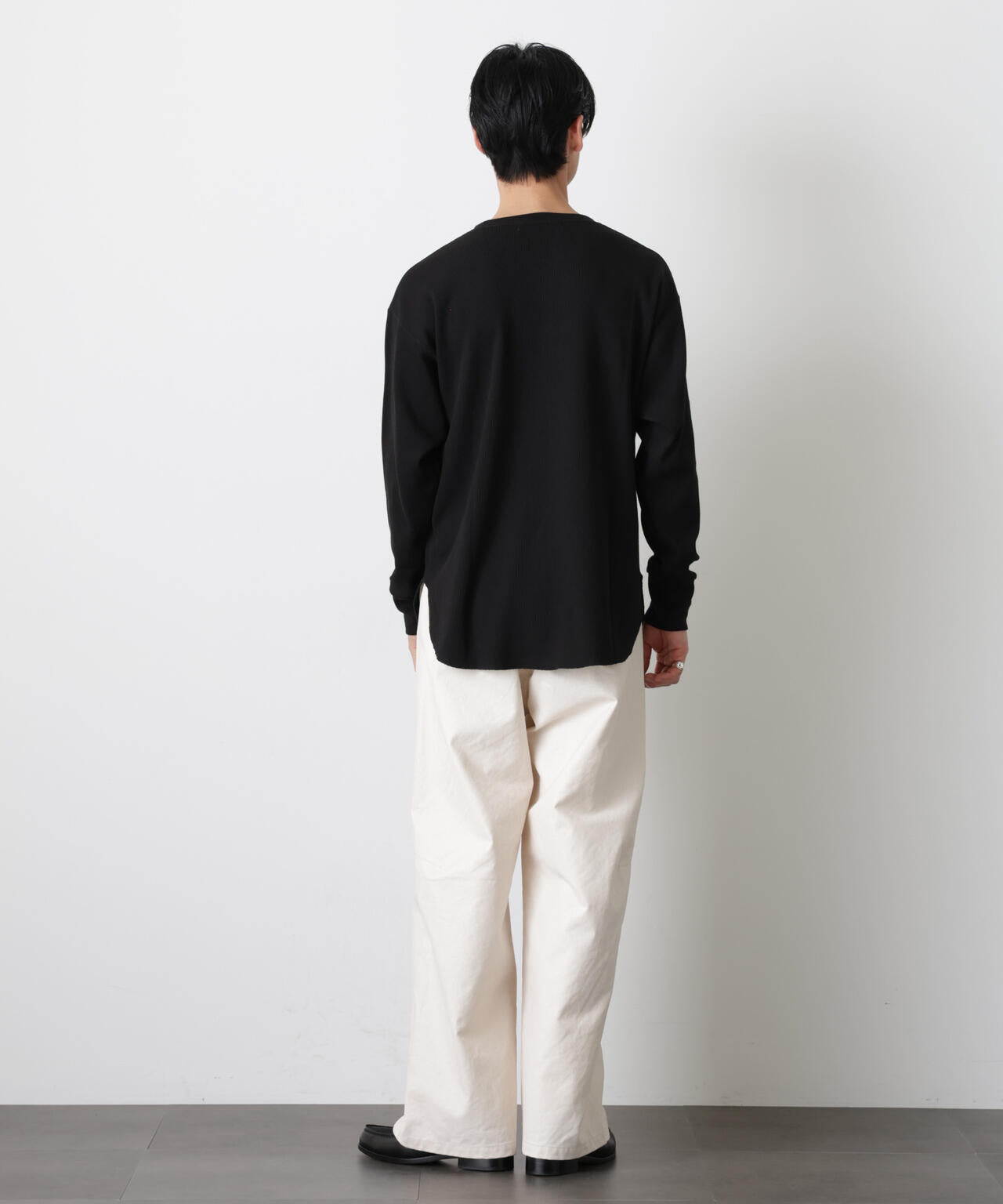 ミニワッフルクルーネックTシャツ 長袖