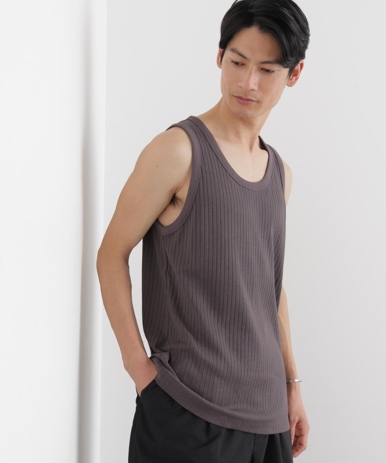 Anti Soaked(R) 汗染み防止 リブタンクトップ