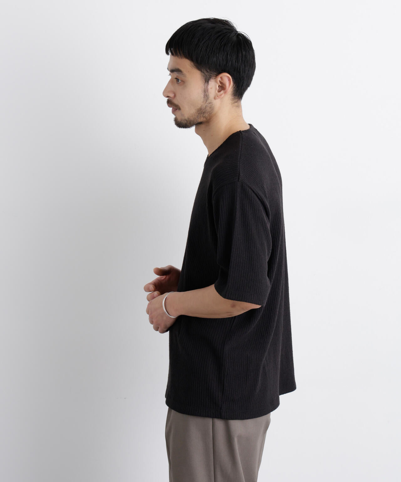 強撚ループヤーン針抜きストレッチ Tシャツ
