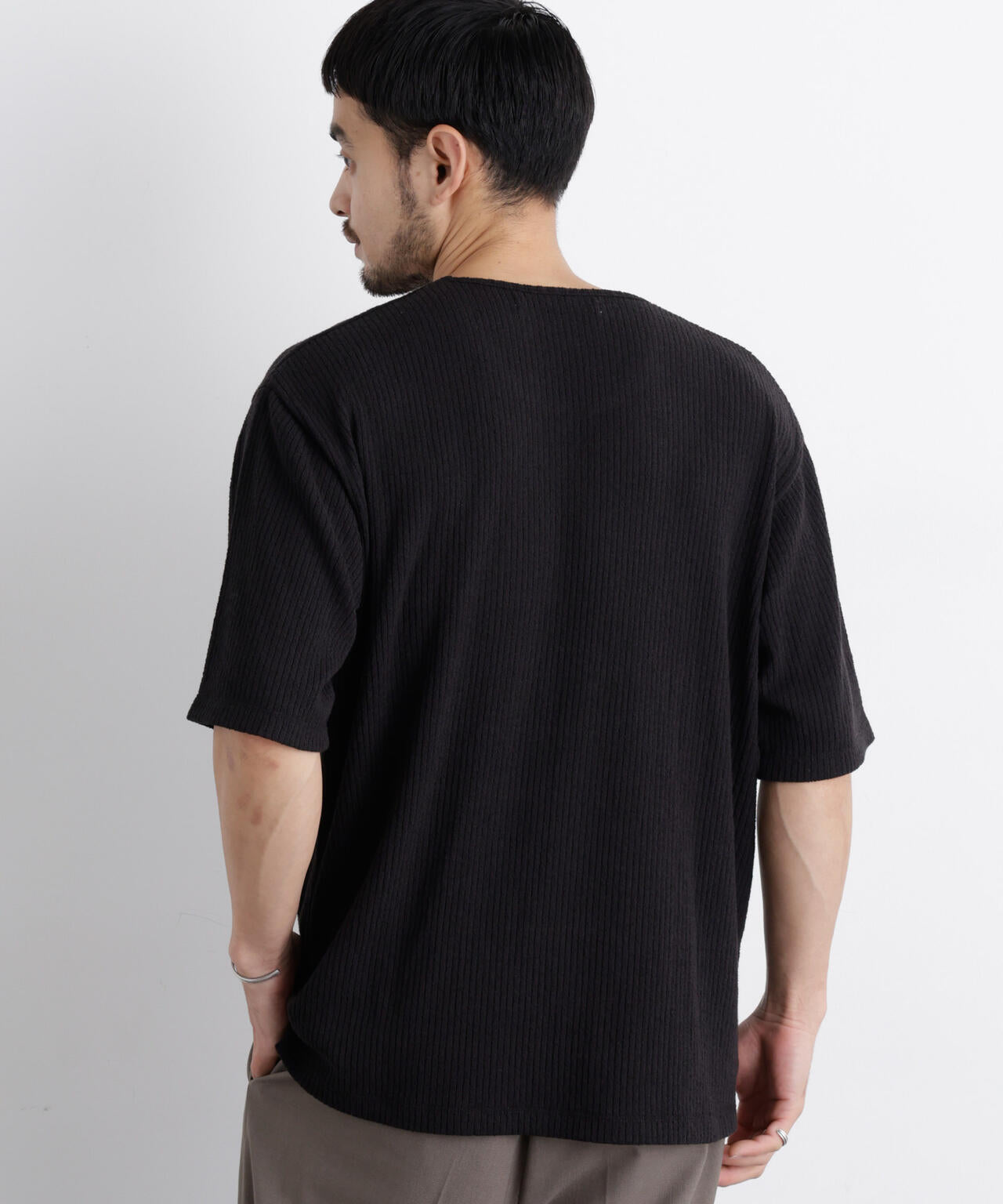 強撚ループヤーン針抜きストレッチ Tシャツ