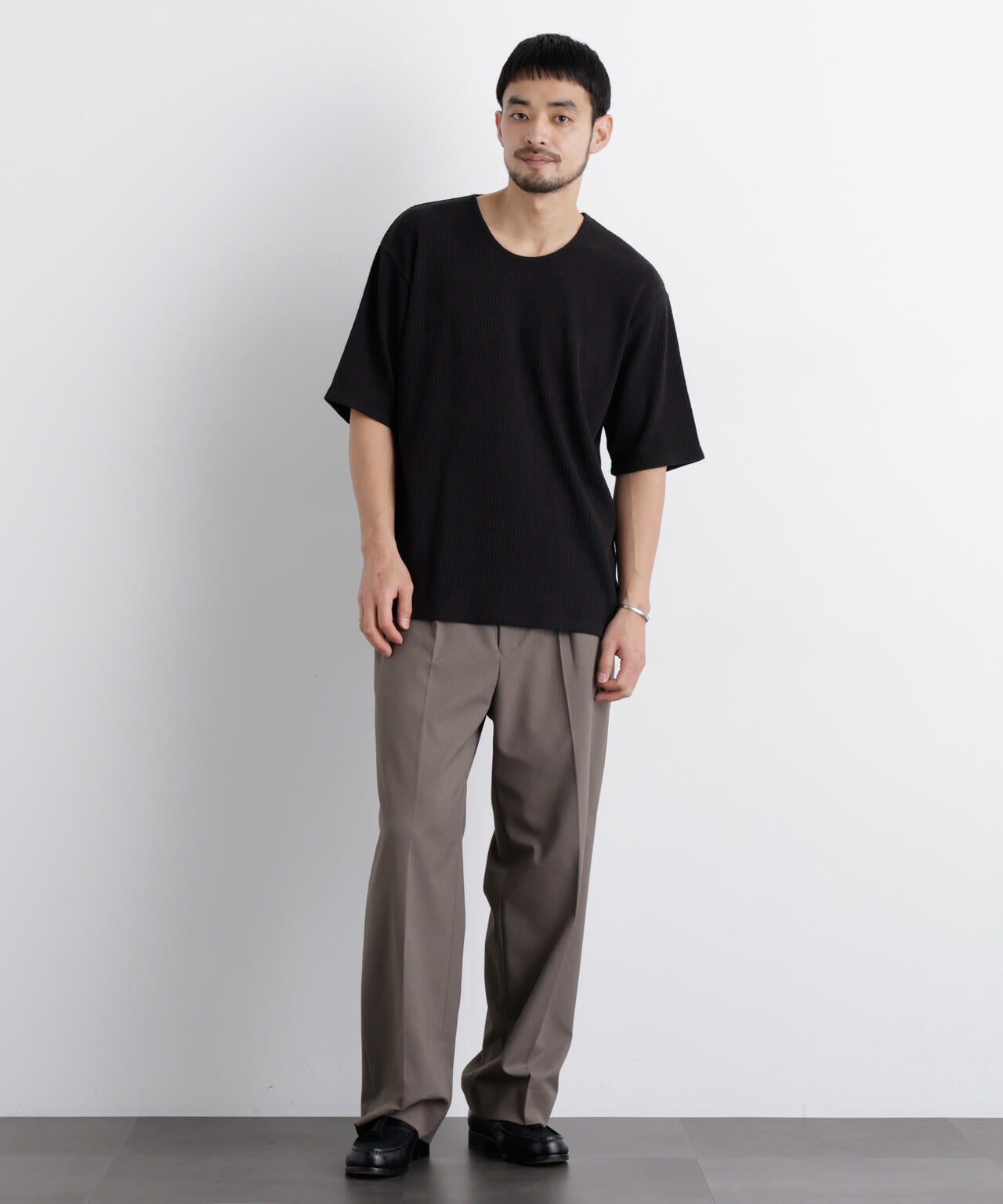 強撚ループヤーン針抜きストレッチ Tシャツ