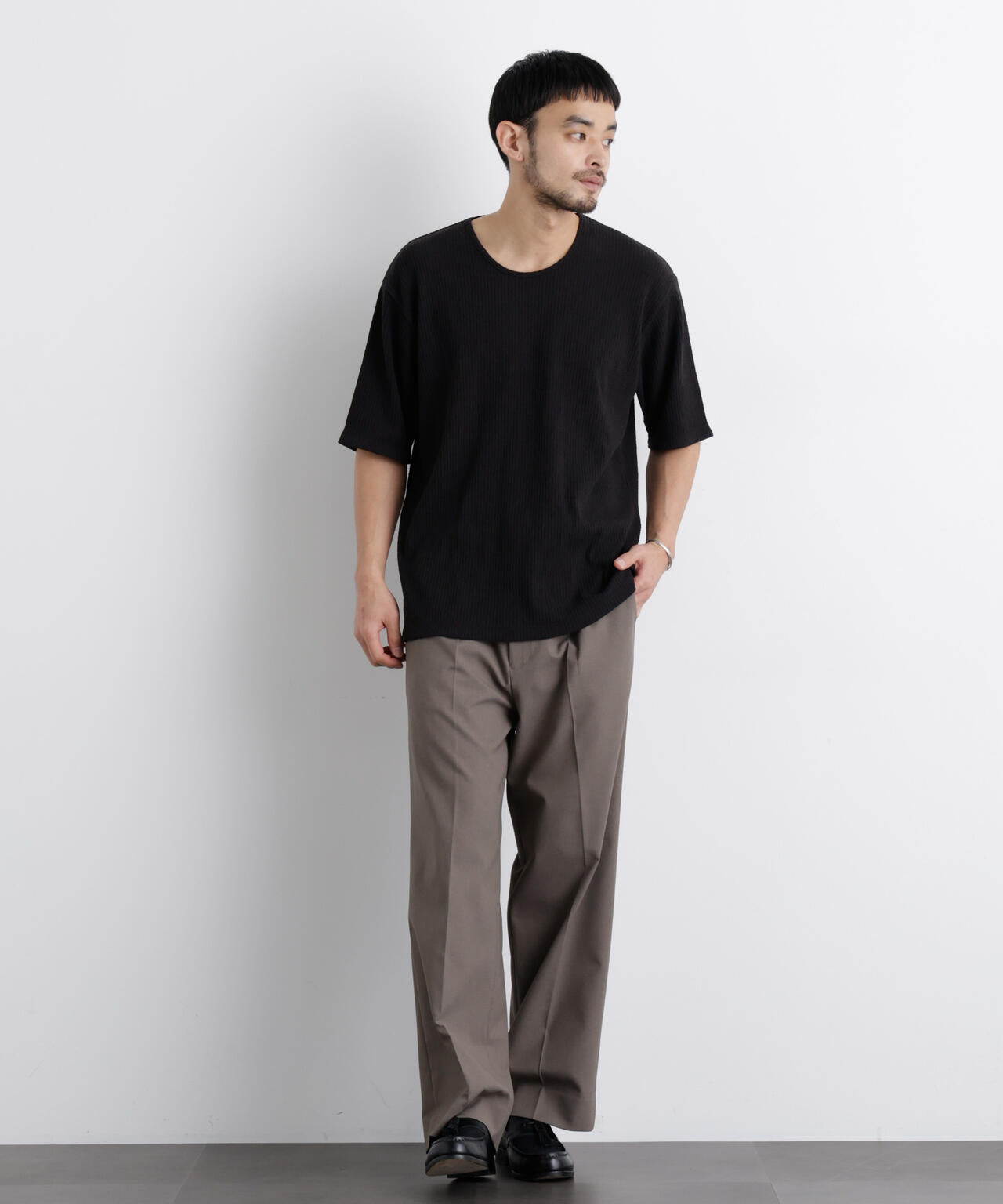強撚ループヤーン針抜きストレッチ Tシャツ