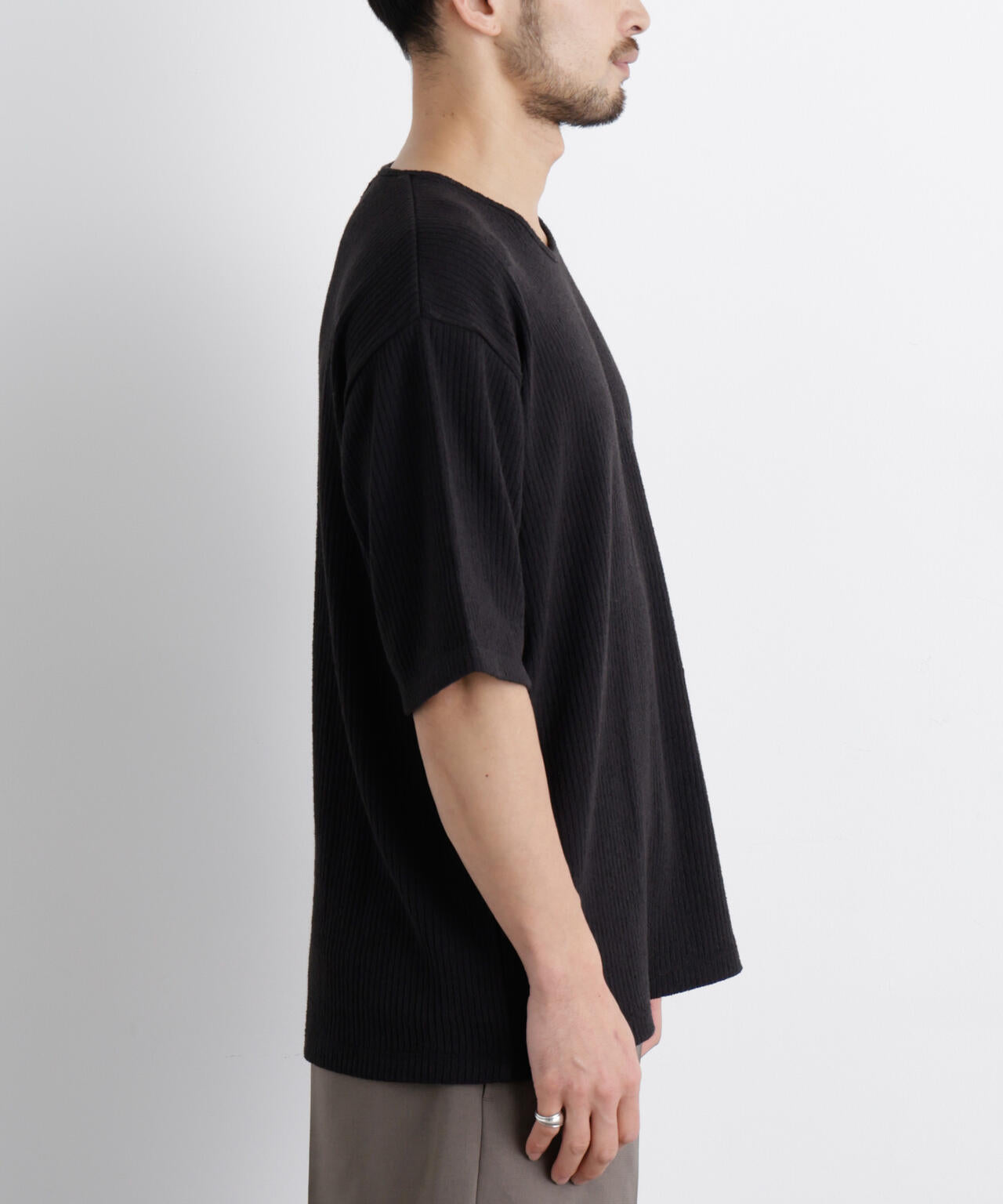強撚ループヤーン針抜きストレッチ Tシャツ
