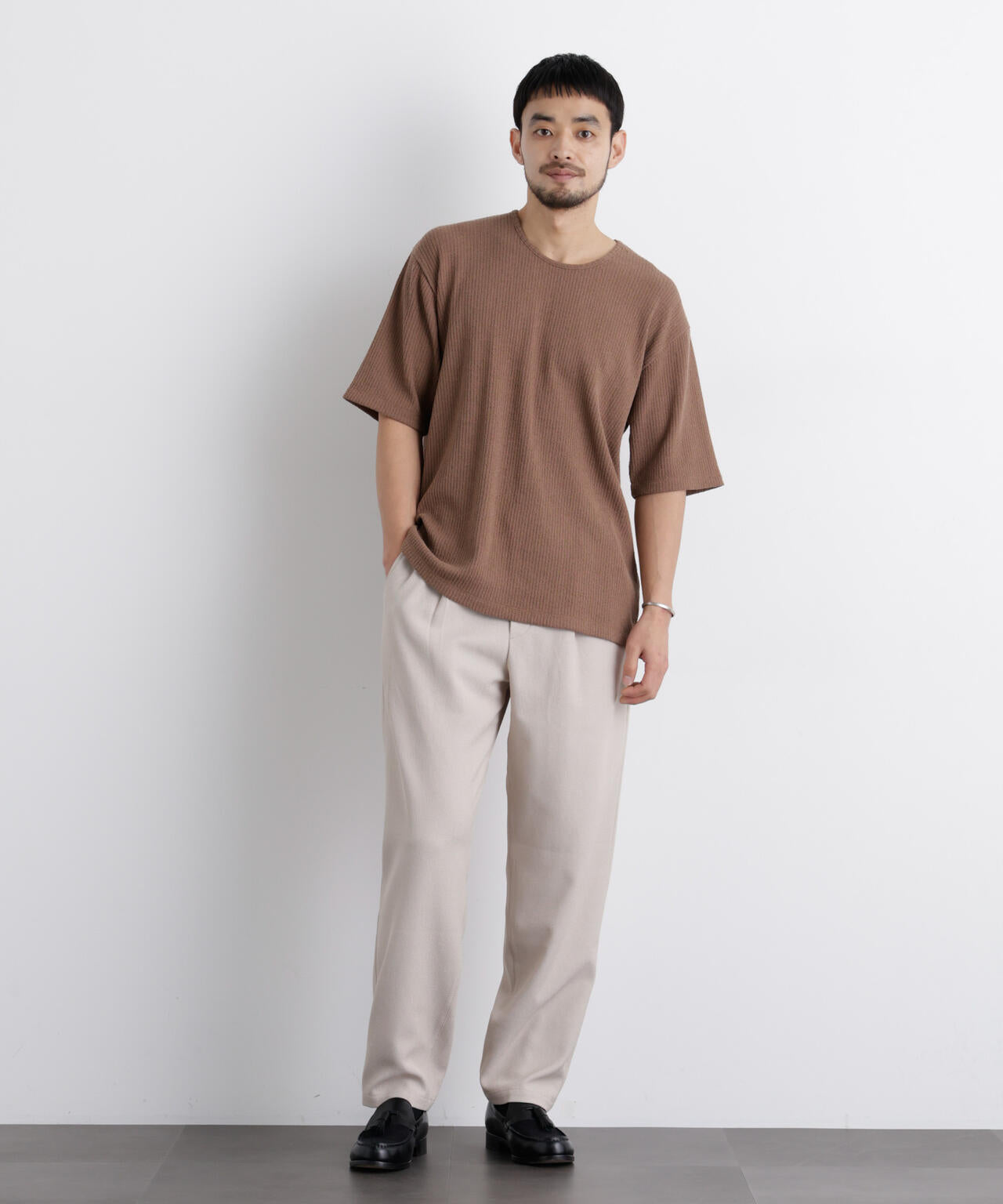 強撚ループヤーン針抜きストレッチ Tシャツ