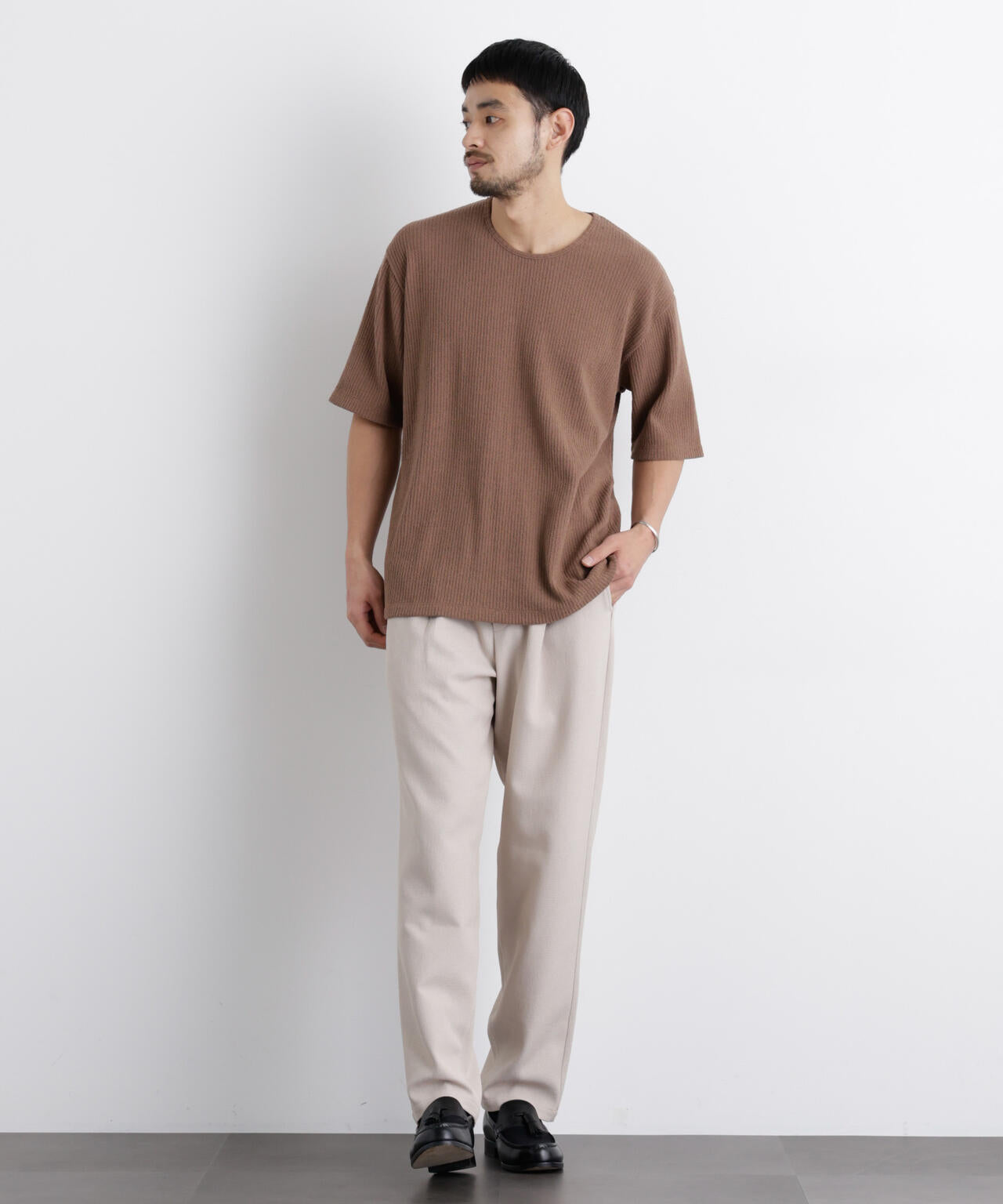 強撚ループヤーン針抜きストレッチ Tシャツ