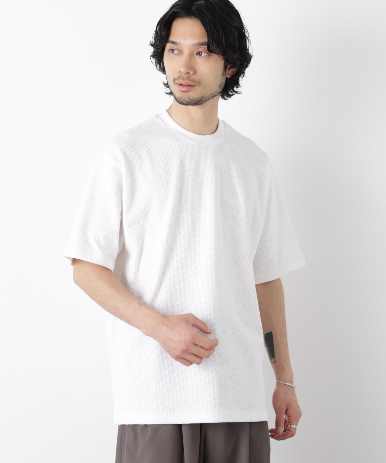 リンクスジャガードスリーブTシャツ