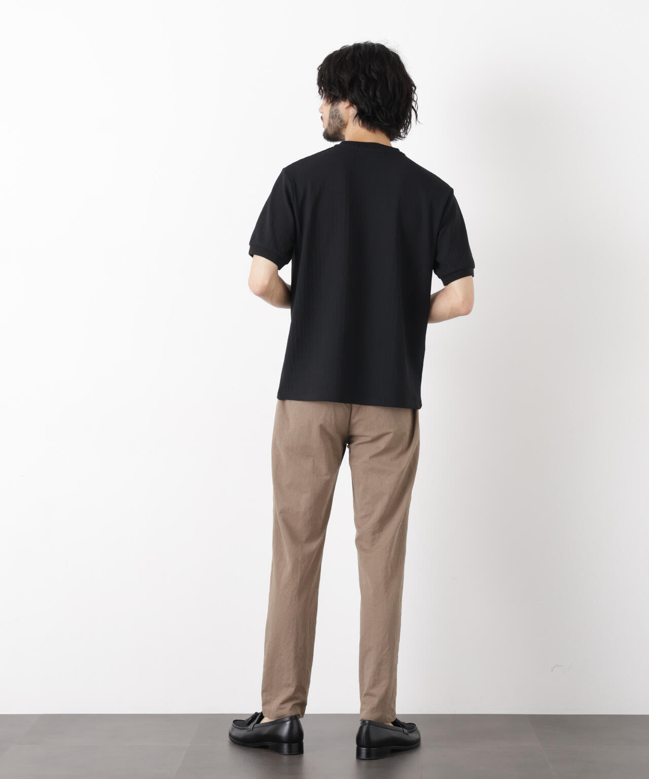「モダンコンフォート」ヘリンボン クルーネックTシャツ 半袖