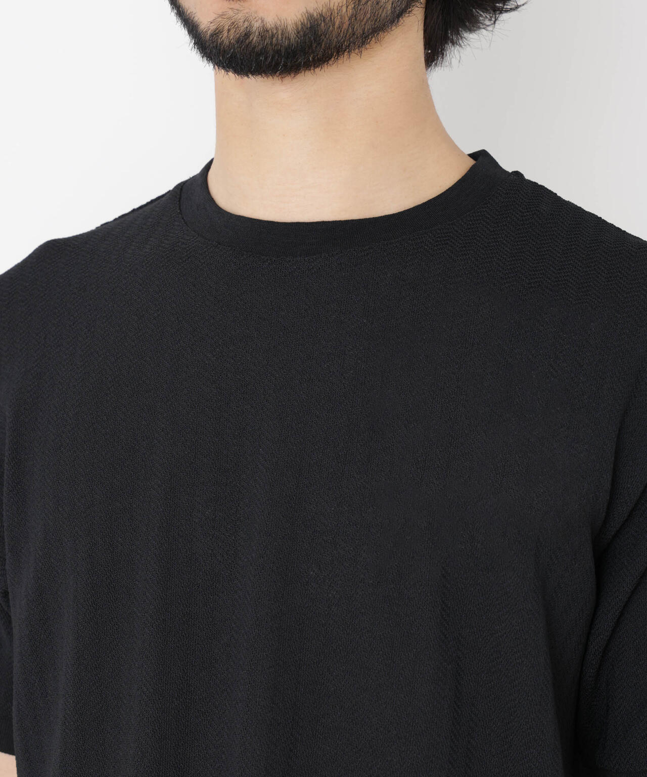 「モダンコンフォート」ヘリンボン クルーネックTシャツ 半袖