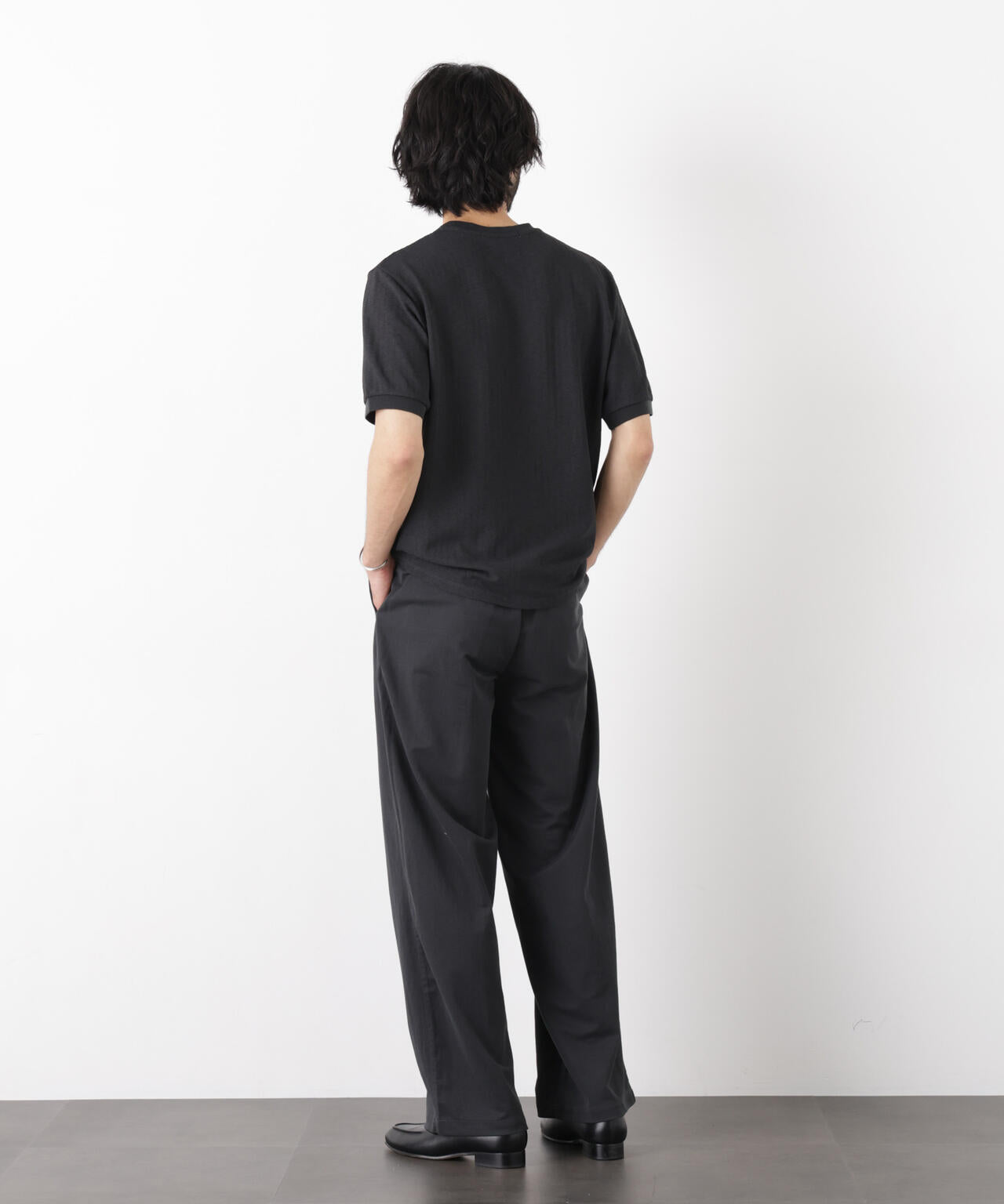 「モダンコンフォート」ヘリンボン クルーネックTシャツ 半袖