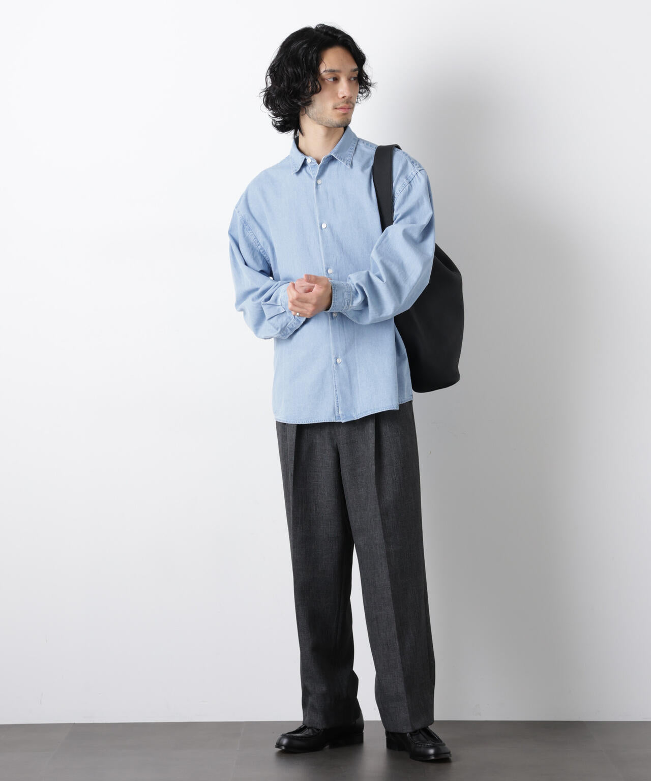 「大人のワイドパンツ」シャークスキンイージースラックス