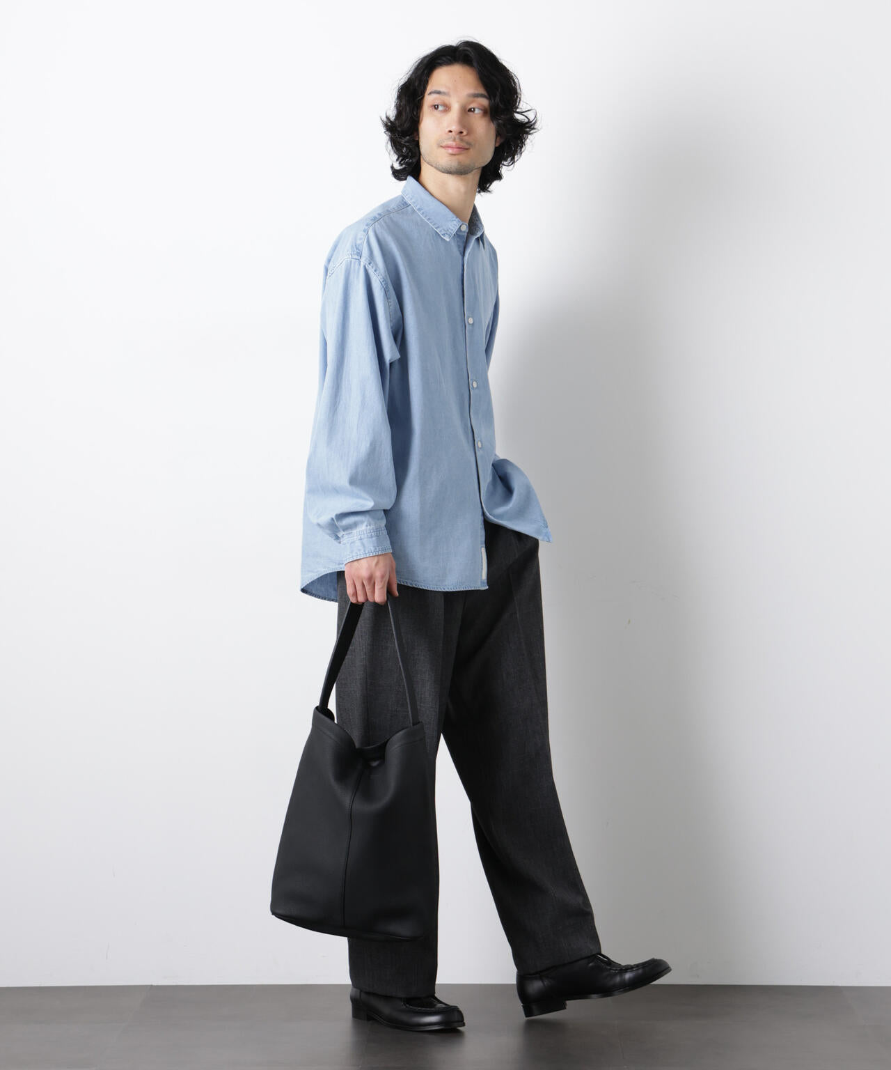 「大人のワイドパンツ」シャークスキンイージースラックス