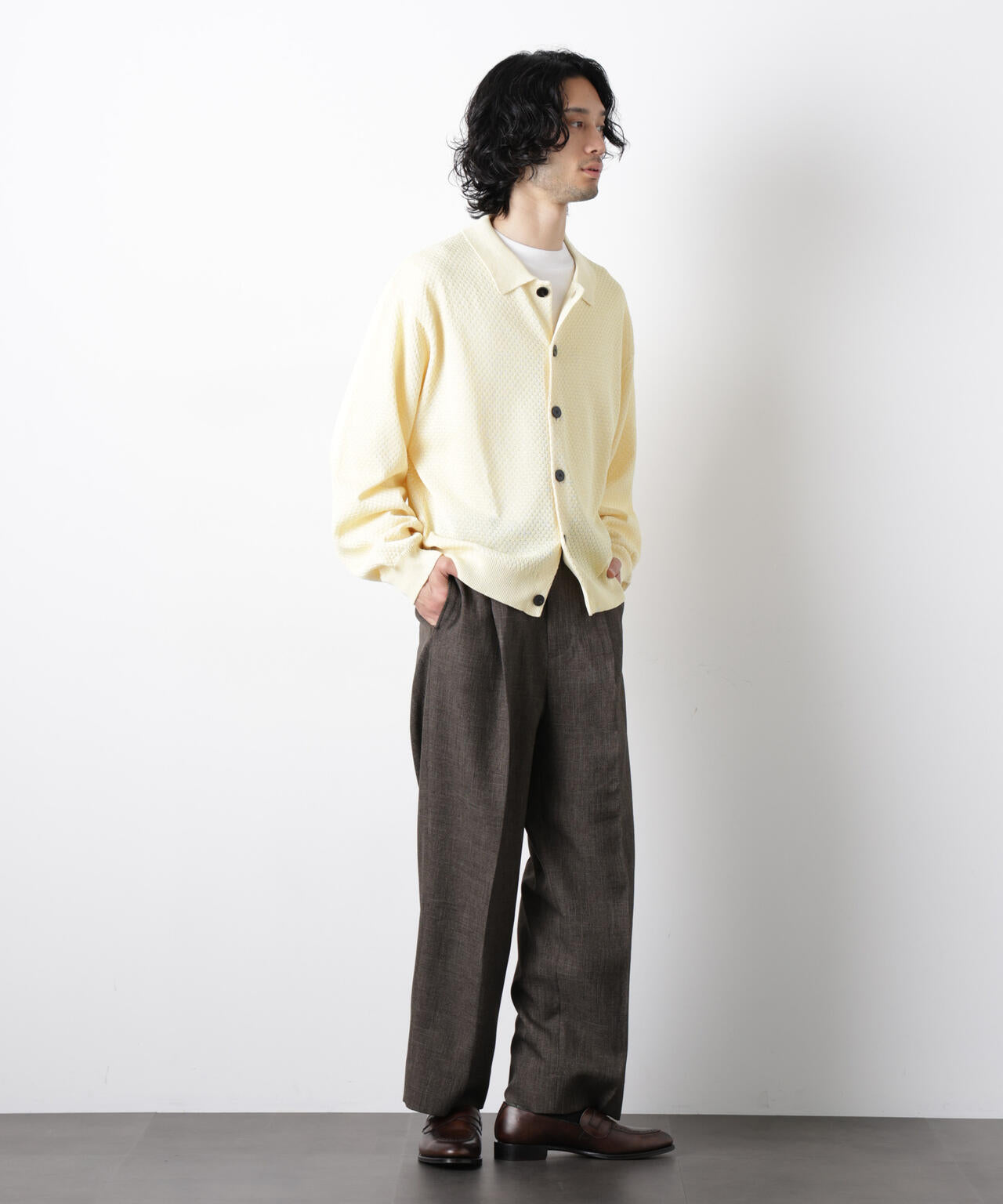 「大人のワイドパンツ」シャークスキンイージースラックス