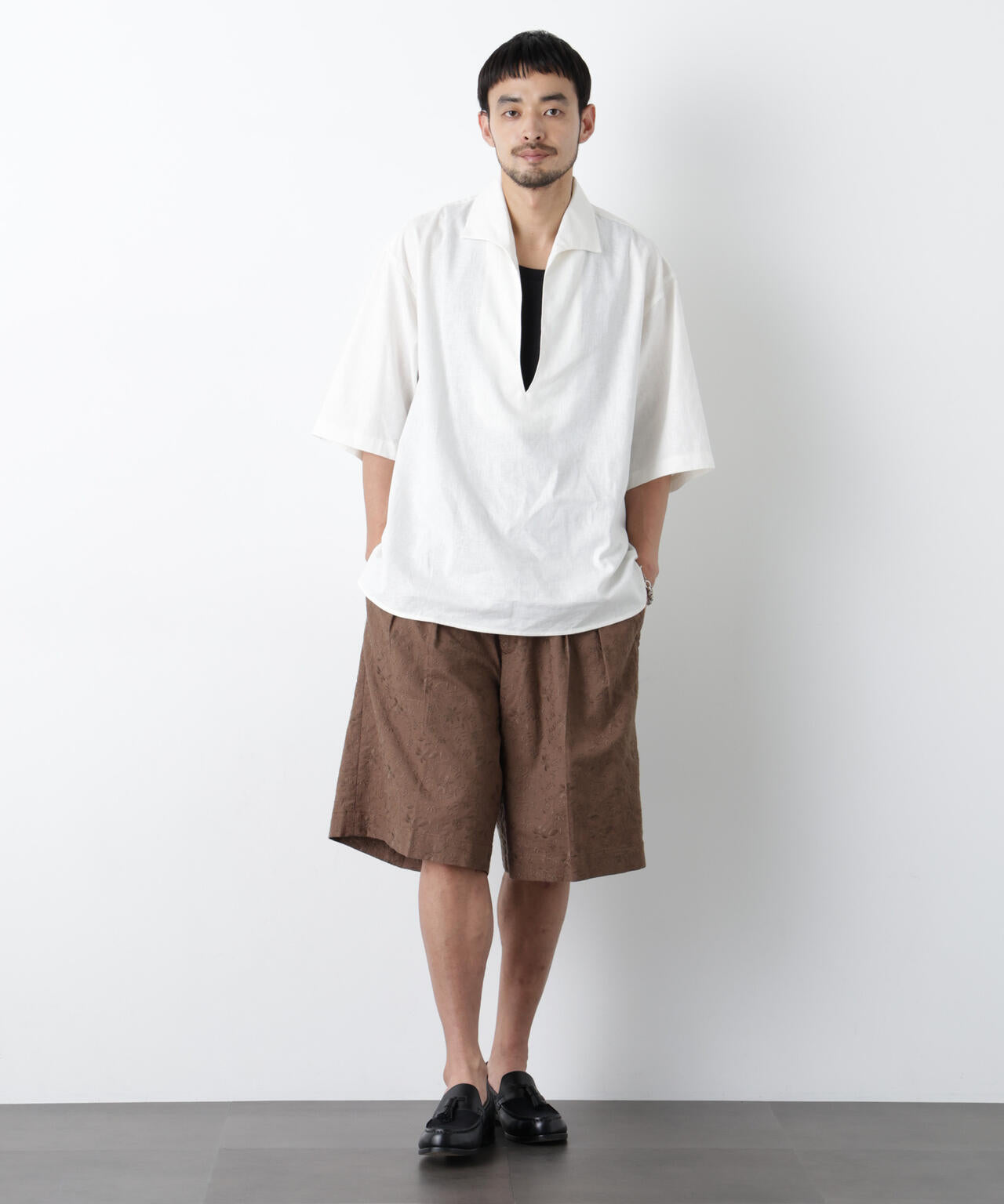 ｢OtoNANO｣×masoret 総柄刺繍ショートパンツ(セットアップ可)
